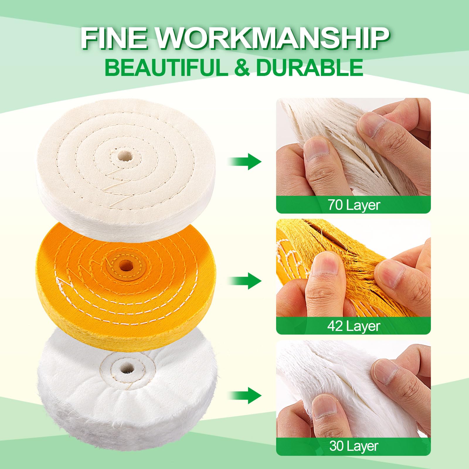 7PCS 6 Inch Polishing Wheel Kit for Bench Grinder with 1/2
