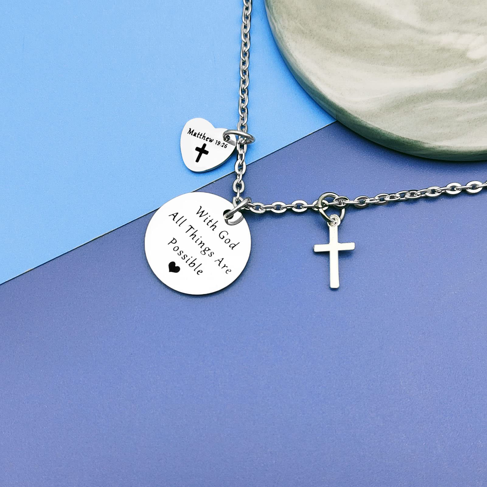Bible Quotes Necklace - Inspirational Christian Jewelry for Women, Baptism Gift, Religious Keepsake for Goddaughter & Godson - Perfect for Church, Weddings & Daily Faith Reminder