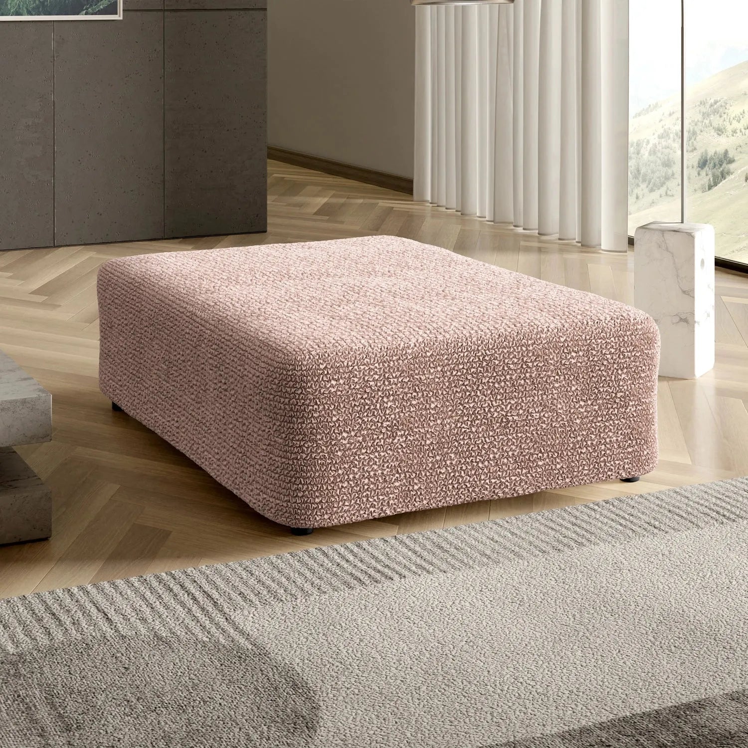 Large Ottoman Slipcover - Microfiber Collection for Living Room, Bedroom & Home Decor | Washable & Durable Furniture Cover
