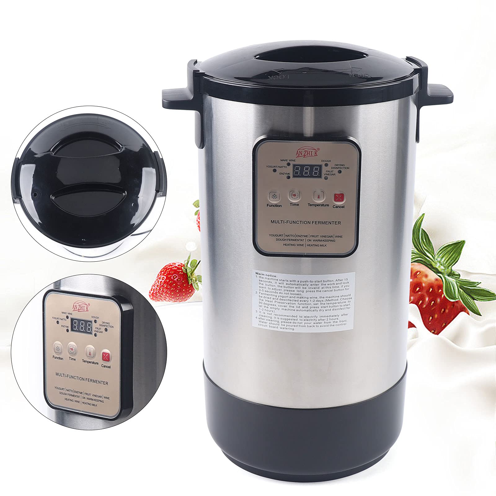 12L Automatic Fermentation Machine with Stainless Steel Inner Pot - Smart Yogurt Maker with Time & Temperature Control - Perfect for Making Yogurt, Cheese, Dough, Fruit Vinegar at Home - Ideal for Kitchen, Bakery & DIY Fermentation Projects