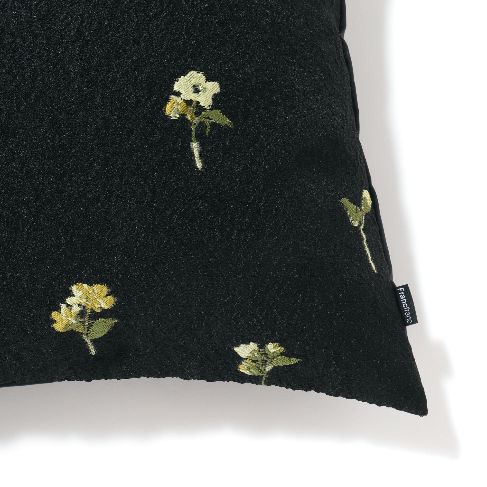 Jq Flower Cushion Cover 18x18 Inches Black - Soft Decorative Pillow Case for Sofa, Bed, Chair - Home Decor Accent for Living Room, Bedroom