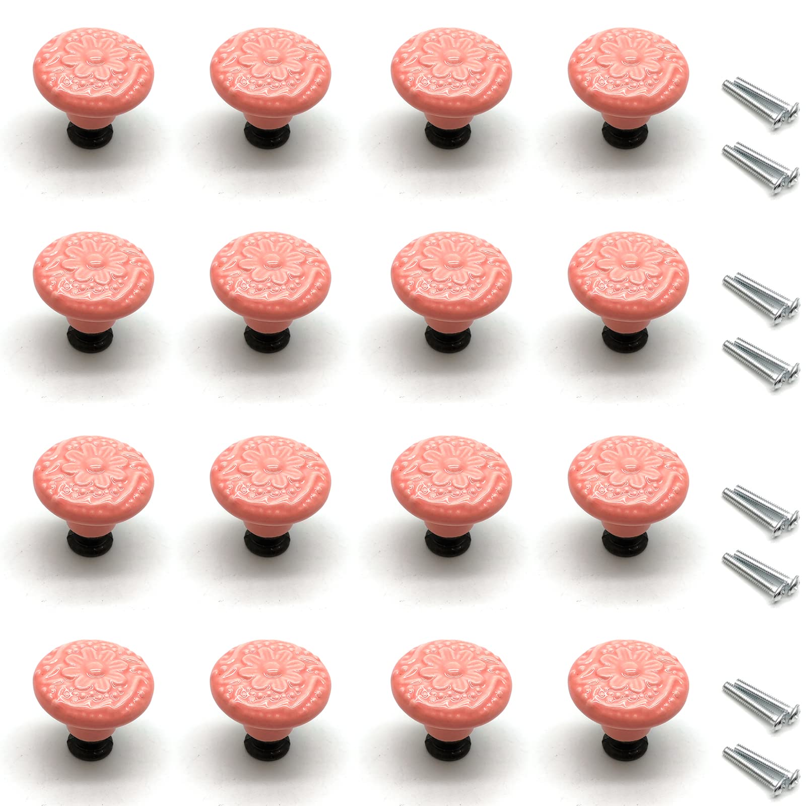 Pink Ceramic Drawer Knobs 16pcs - Dresser & Cabinet Decor for Home