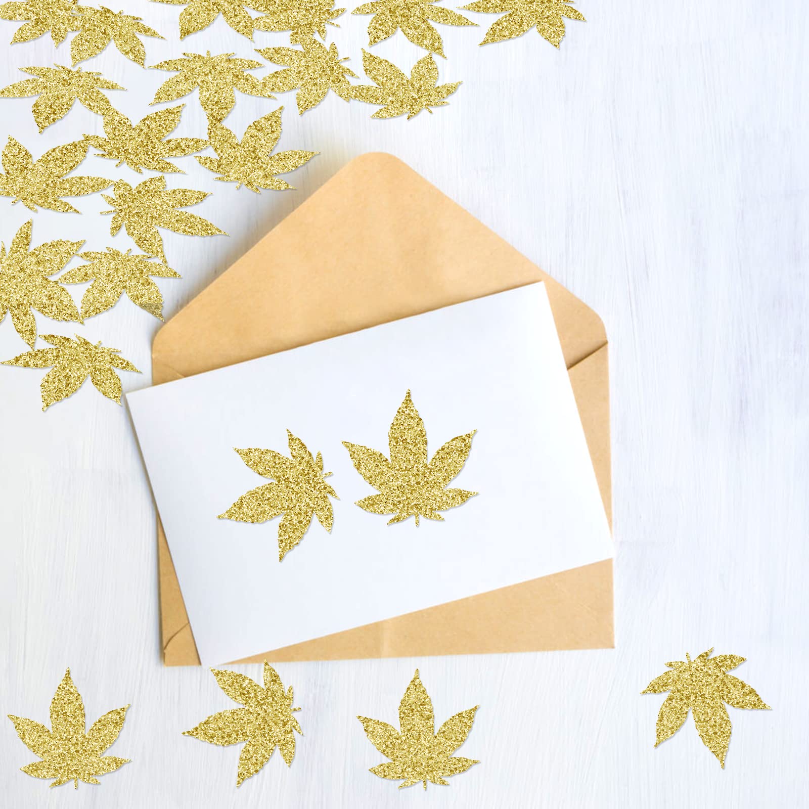 Premium Gold Marijuana Leaf Confetti for 420 Birthday Party Decorations - Single Weed Leaf Design - Perfect for Stoner Themed Parties, Cannabis Celebrations & Bachelorette Events