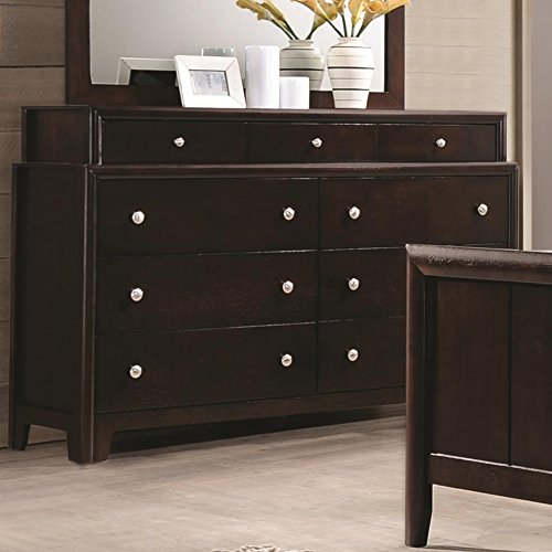 Benjara Benzara 6-Drawer Wooden Dresser, Solid Wood Chest of Drawers for Bedroom, Vintage Brown Dresser with Mirror - Perfect for Bedroom Storage & Home Organization