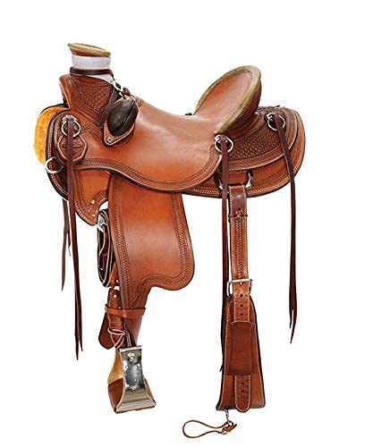 Premium Western Leather Roping Saddle for Youth & Kids - 10
