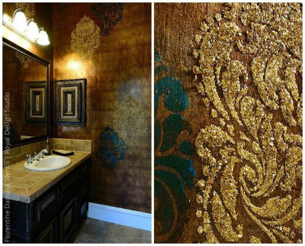 Florentine Damask Wall Stencil - Reusable DIY Painting Template for Home Decor, Accent Walls, and Furniture Upcycling | Perfect for Bedrooms, Living Rooms, and Wedding Backdrops