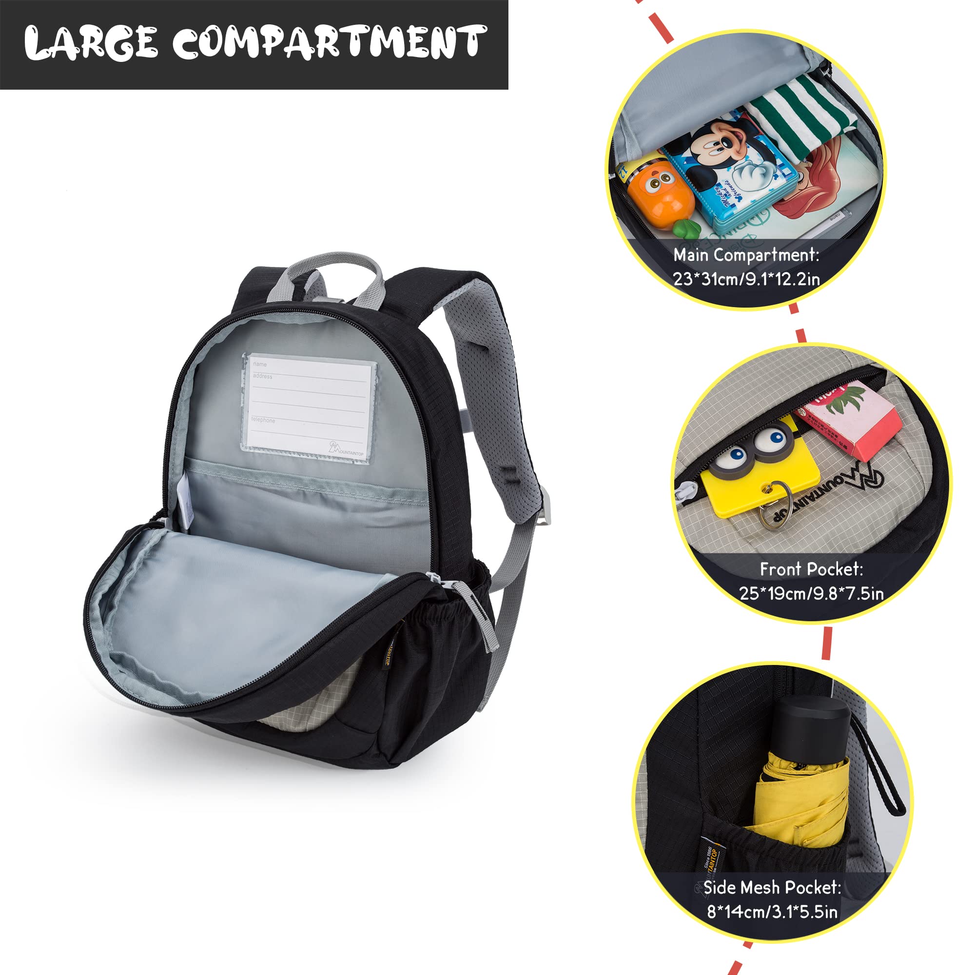MOUNTAINTOP 5L Mini Backpack for Kids - Lightweight Travel School Backpack for Boys & Girls - Perfect for Kindergarten, Weekend Trips & Outdoor Adventures