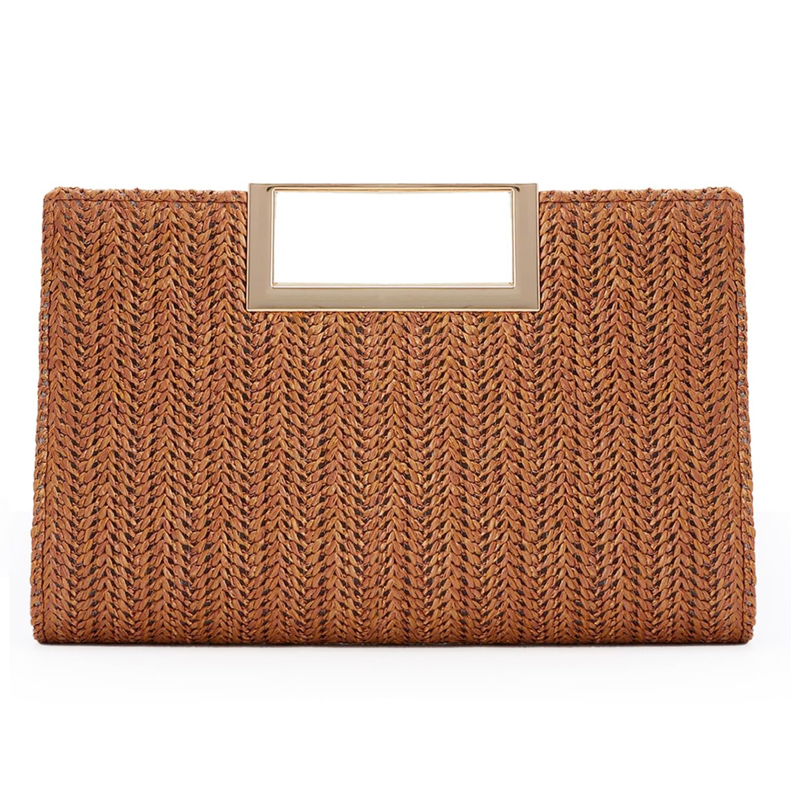 Elegant Straw Clutch Top Handle Purse for Women | Small Evening Bag with Chain Shoulder Strap | Crossbody Wedding Party Purse | Perfect for Bridal Showers, Cocktail Parties & Summer Events
