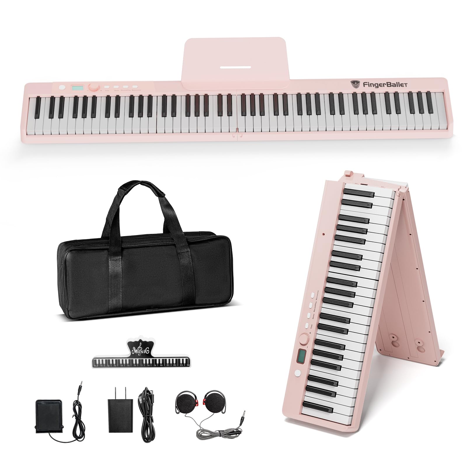 Portable 88-Key Folding Digital Piano - Semi-Weighted Wood Grain Electric Keyboard with MIDI & Bluetooth | Full-Size Piano for Adults, Kids & Beginners | Perfect for Home Practice, Studio Recording & Live Performances
