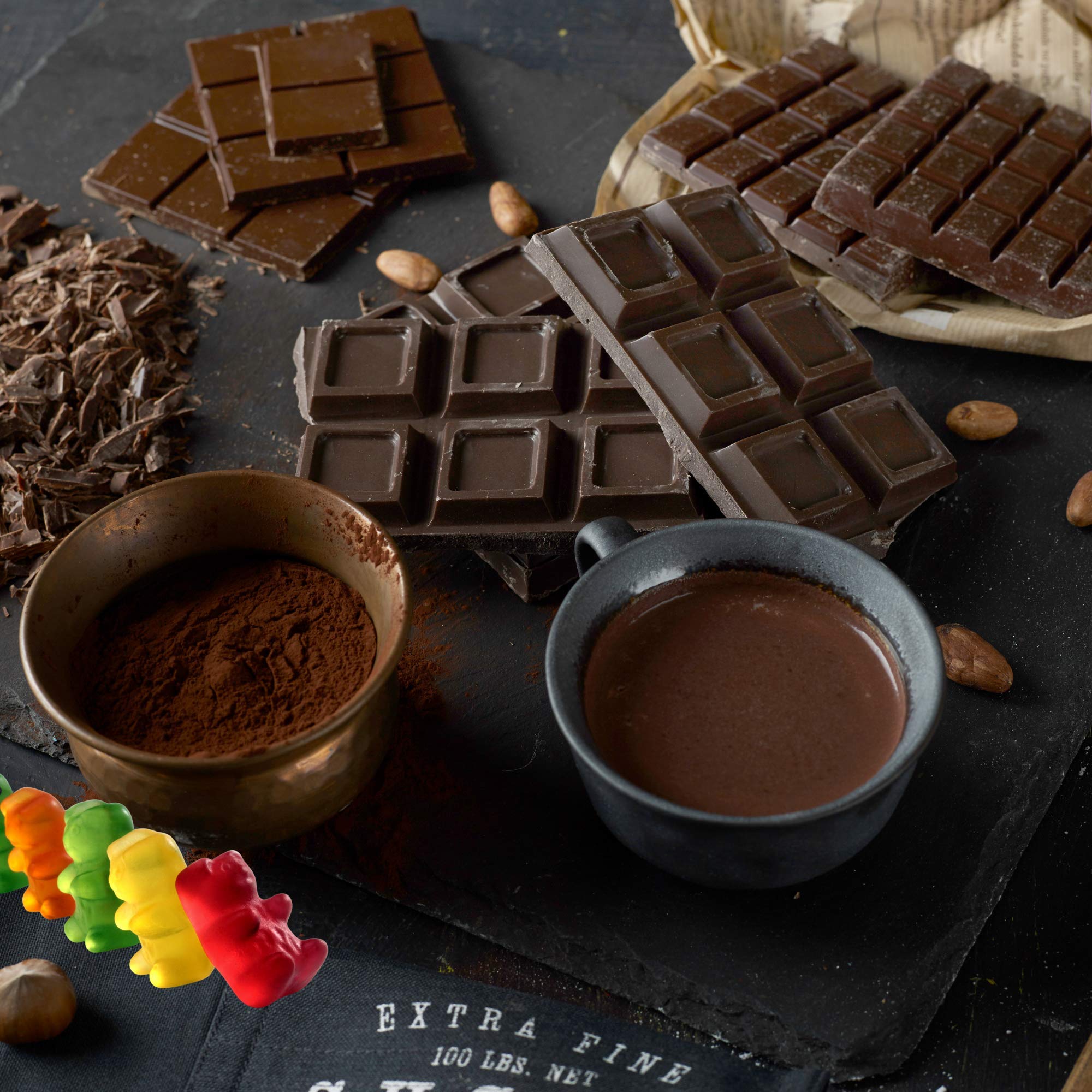 Dark Chocolate Gummy Bears 6-Pack (2oz Each) - Perfect for Snacking & Gifts