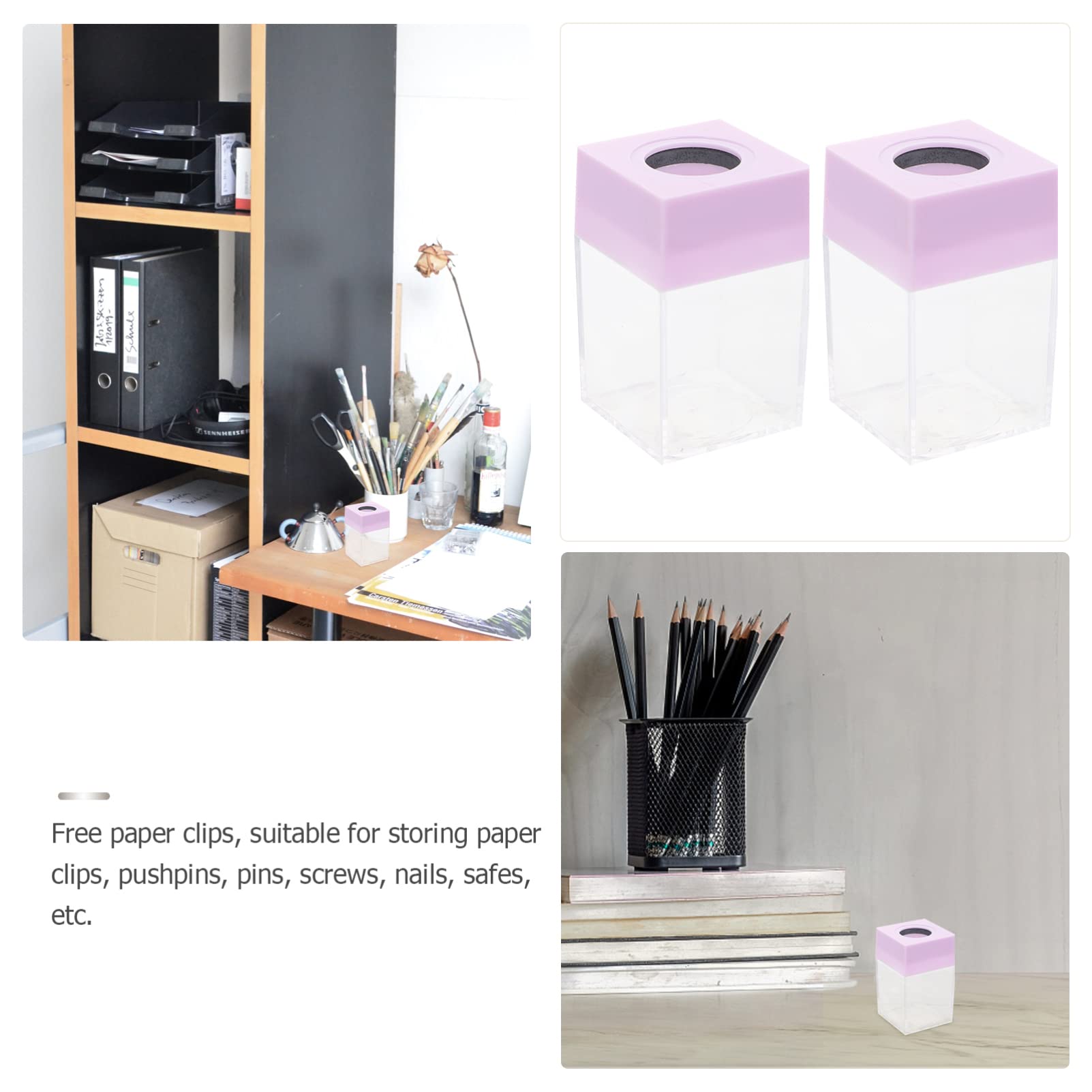 2Pcs Magnetic Paper Clip Holder & Dispenser - Purple Desk Organizer for Office Supplies | Perfect for Home, Office & School Use