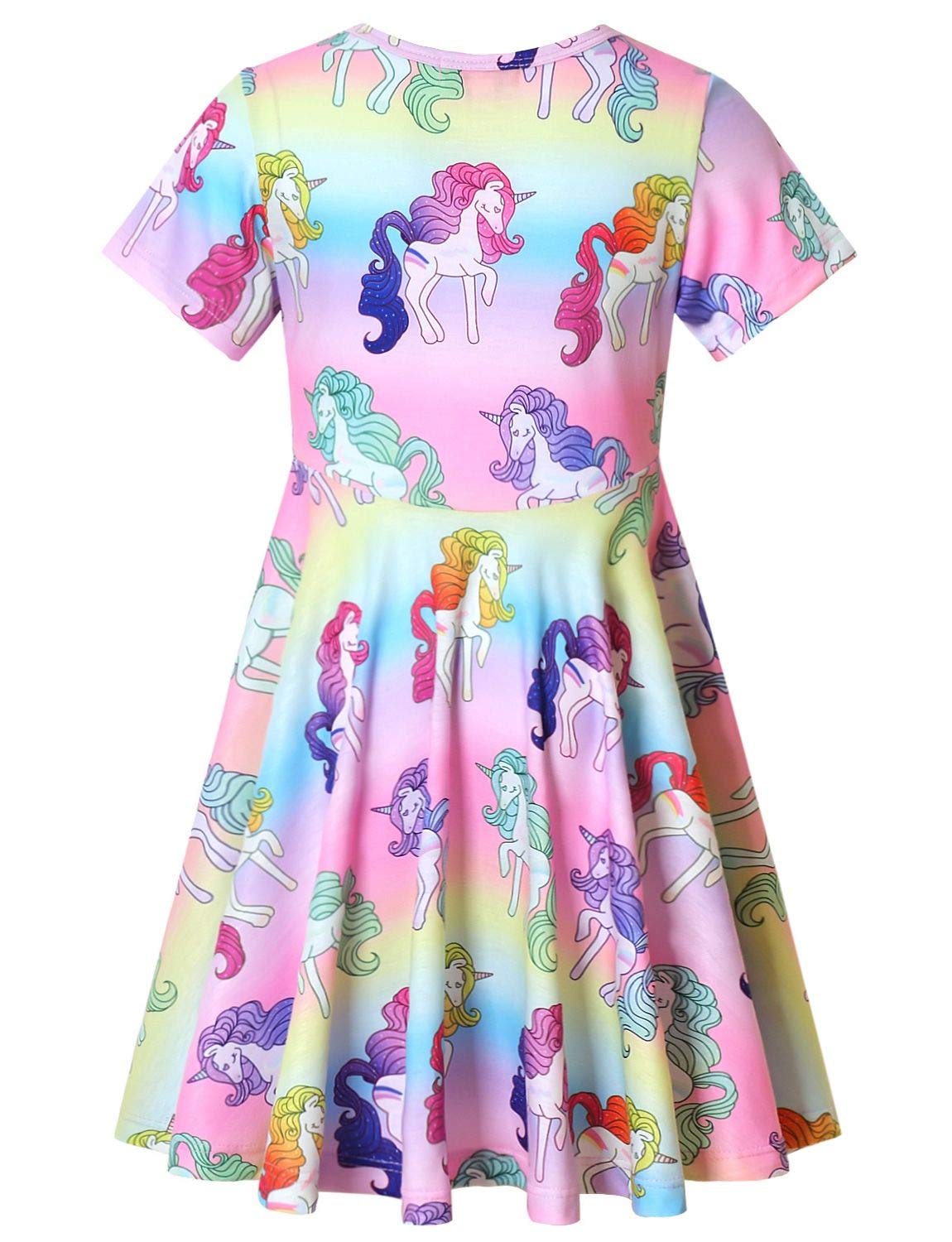 Unicorn Print Girls Summer Dresses - Short Sleeve Swing Casual Outfits for Toddlers & Kids | Perfect for Birthday Parties, Playdates & Outdoor Activities