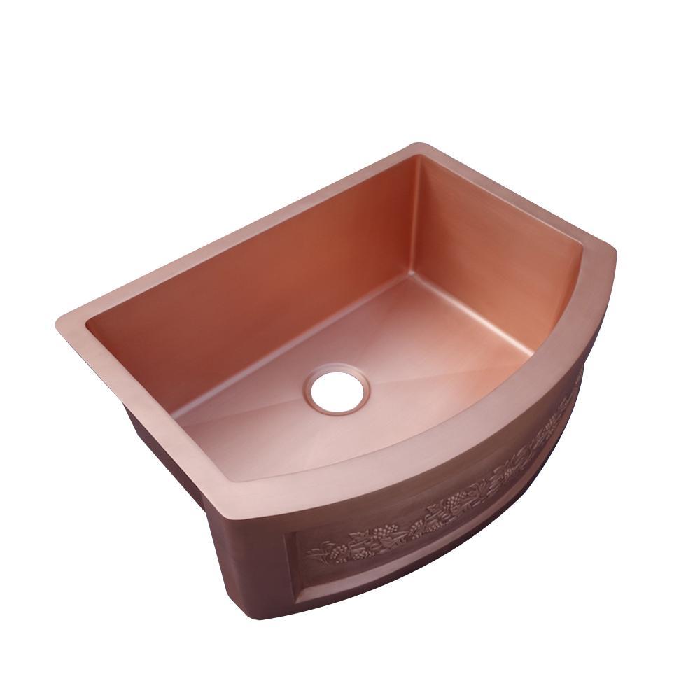 Premium 14 Gauge Single Bowl Farmhouse Apron Copper Kitchen Sink - KSAR 2 Model | Durable Stainless Steel Design for Rustic & Modern Kitchens | Perfect for Home Renovation, Farmhouse Style Decor, and Heavy-Duty Cooking