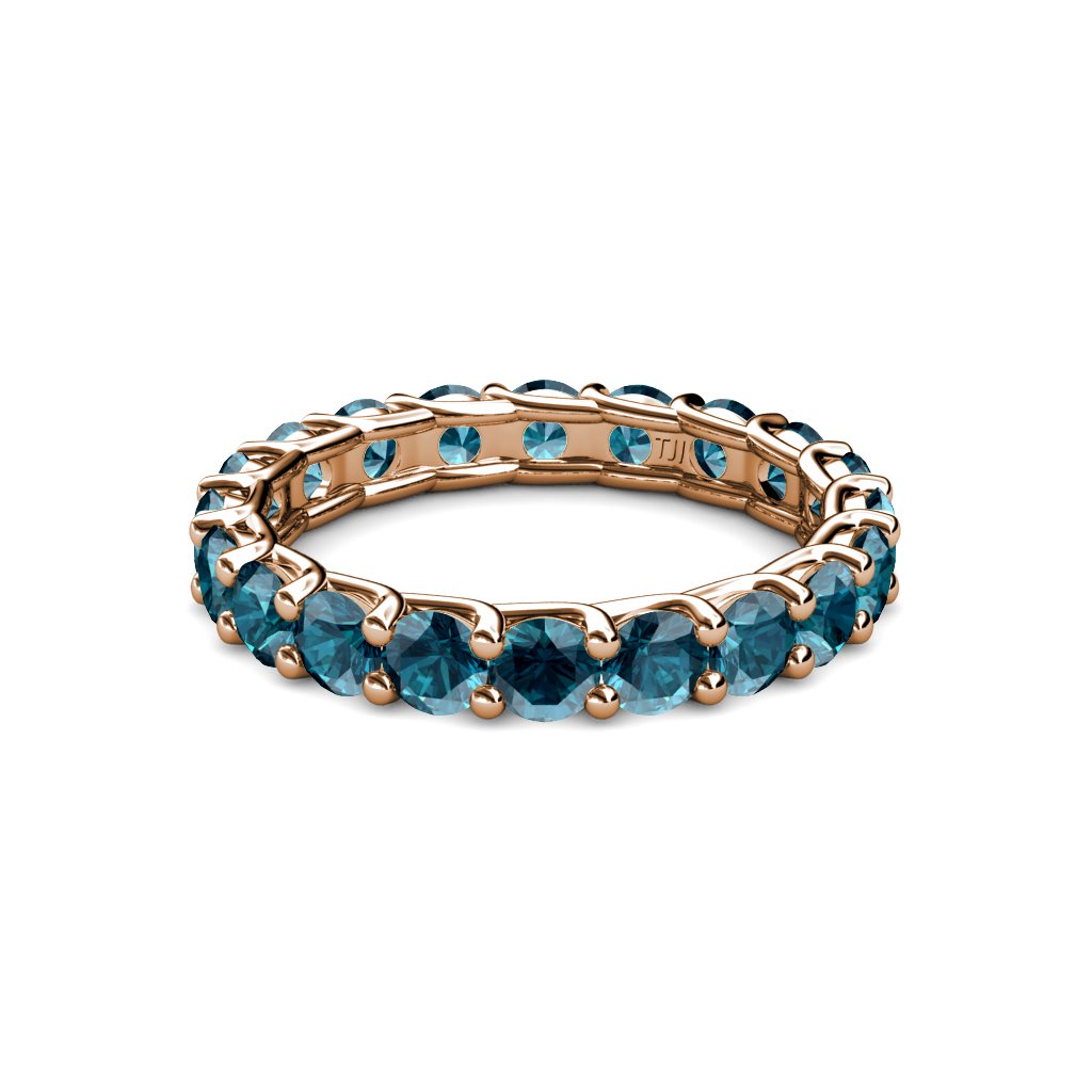 London Blue Topaz 3.4mm Eternity Band Ring 2.72-3.36cttw in 14K Gold - Wedding, Anniversary & Engagement Jewelry Gift for Women