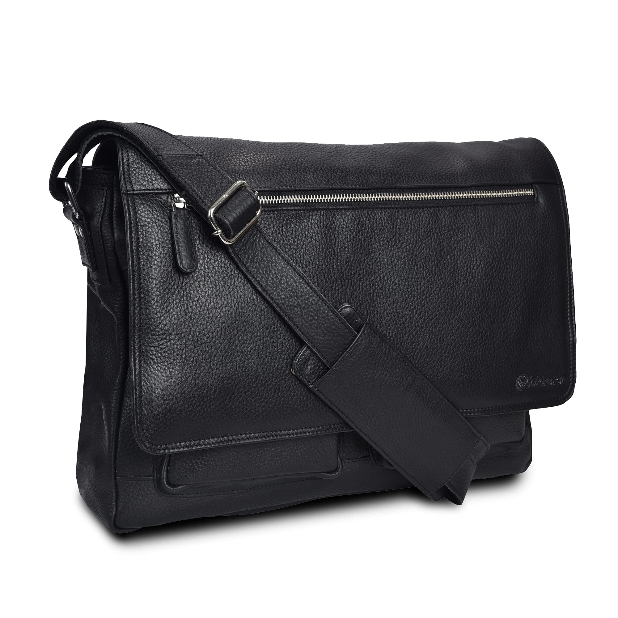 Premium Genuine Leather Messenger Bag for Men & Women - 14 Inch Laptop Briefcase for Business, Travel & College - Handcrafted by VALENCHI - Perfect for Office Commute, Business Trips & Student Life