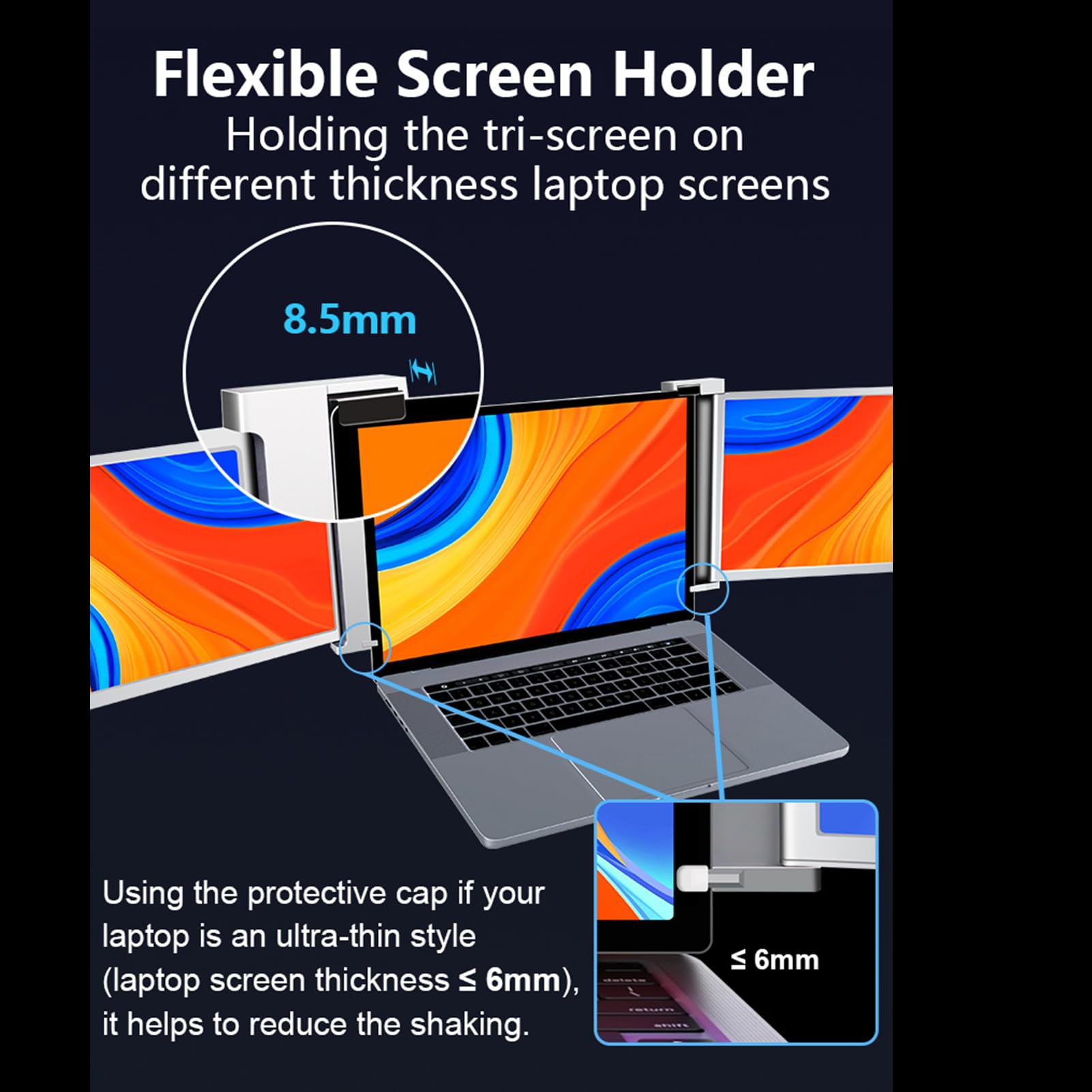 QOCAN 14 Inch Triple Portable Monitor for Laptop - 1920x1080 FHD Resolution, Plug & Play USB-C, Compatible with 14-17.3 Inch Laptops - Perfect for Work, Gaming & Multitasking