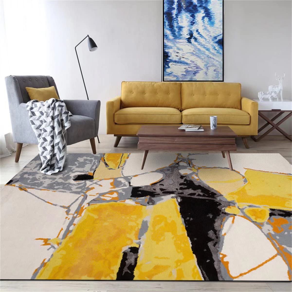 Soft Large 5'x8' Area Rug - Non-Slip Washable Marble Pattern Carpet for Living Room, Bedroom & Dining Room | Artistic Home Decor Floor Mat for Cozy Home & Office Spaces