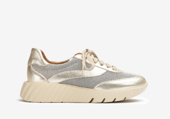 UNISA Women's Gold Punched Leather Sneakers - Fashionable Low Top Trainers for Casual Wear & Everyday Comfort | Perfect for Walking, Shopping & Office Outfits