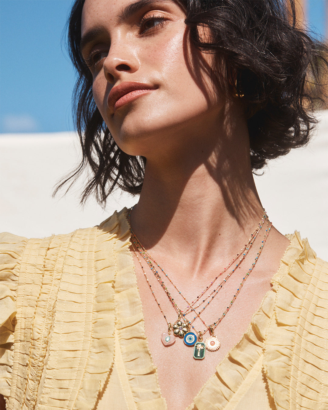 Sun Capri Necklace - Dainty Gold Layering Necklace for Women, Perfect for Beach Vacations & Summer Outfits