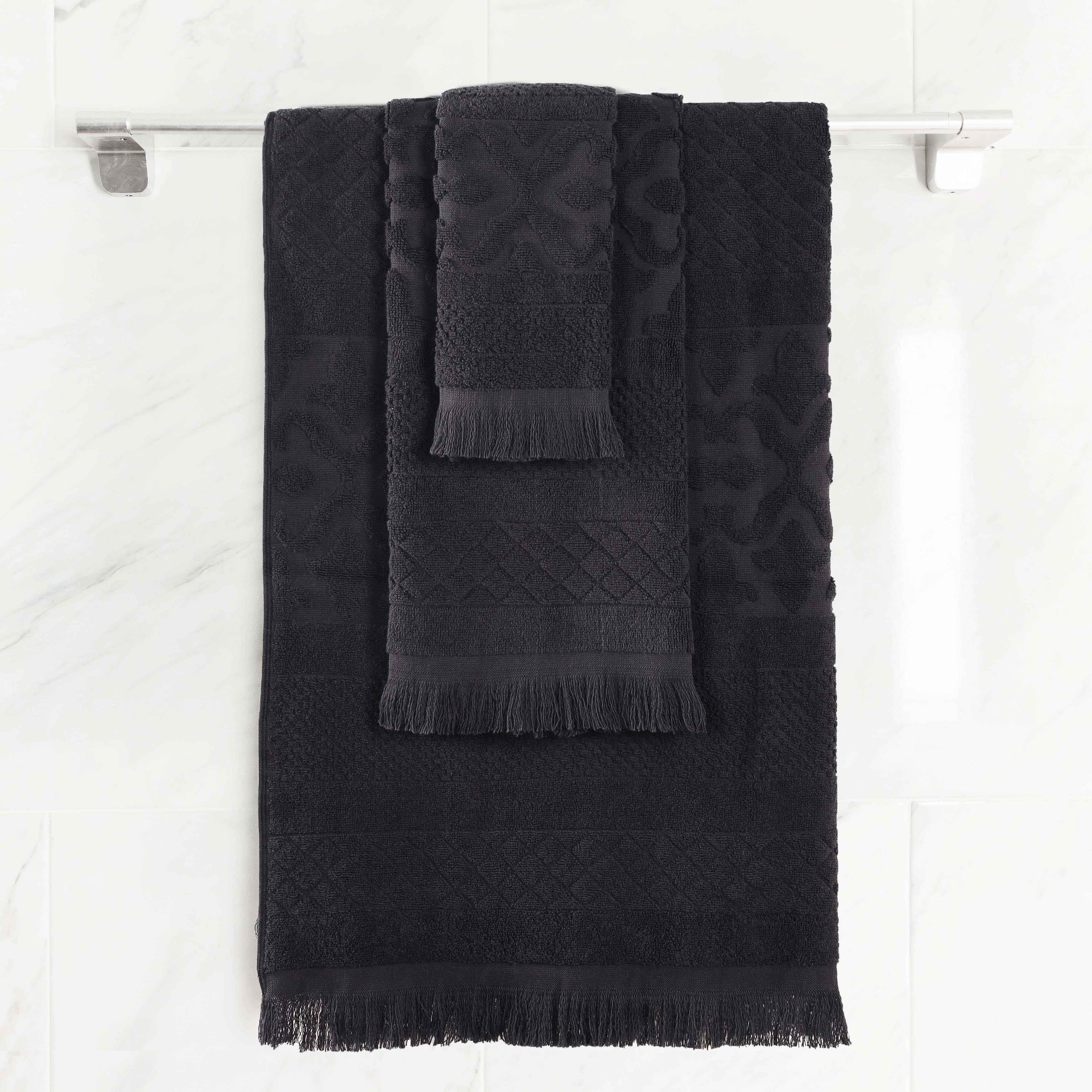 Premium Rolla Cotton Geometric Jacquard Plush Towel Set - Ultra Soft & Highly Absorbent 3-Piece Bath Towel Collection for Spa, Bathroom & Luxury Home Decor