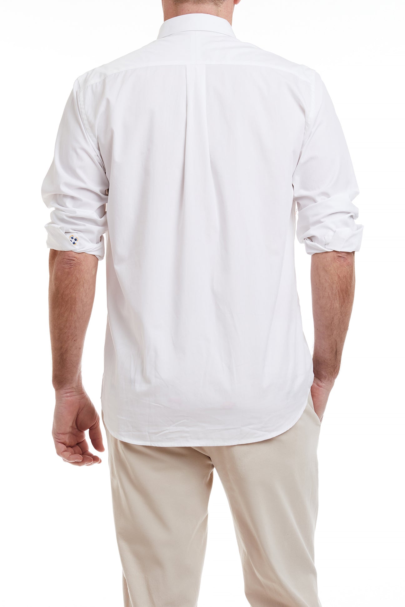 Chase Shirt in White with Light Blue and White Grosgrain Trim - Perfect for Casual Wear, Office Outfits and Summer Fashion