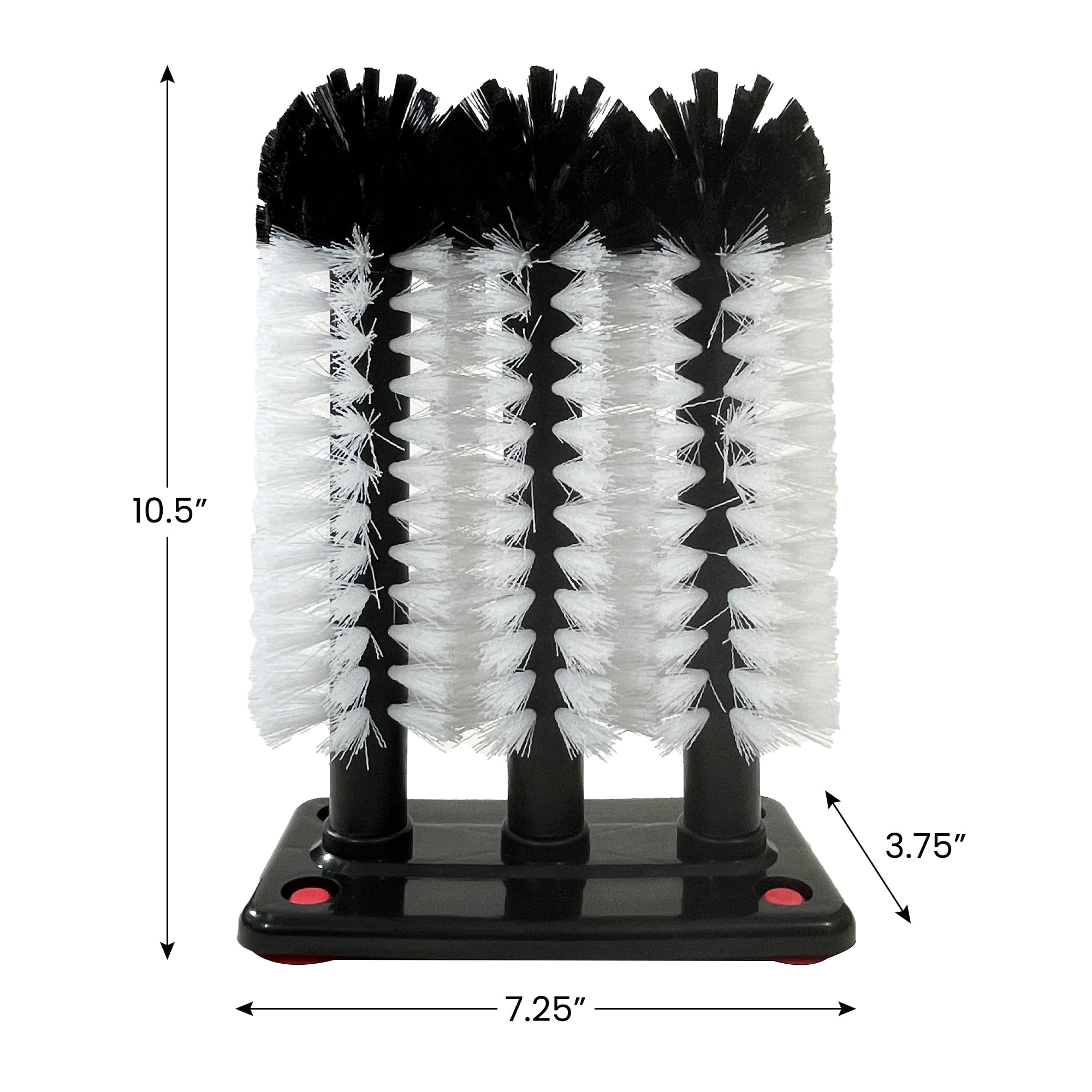Glass Washer Brush Set - 3-in-1 Bar Glass Cleaner with Suction Cups for Large Cups, Wine Glasses & Bottles - Non-Slip Kitchen Sink Brush with Cleaning Cloth - Perfect for Bar, Restaurant & Home Dishwashing