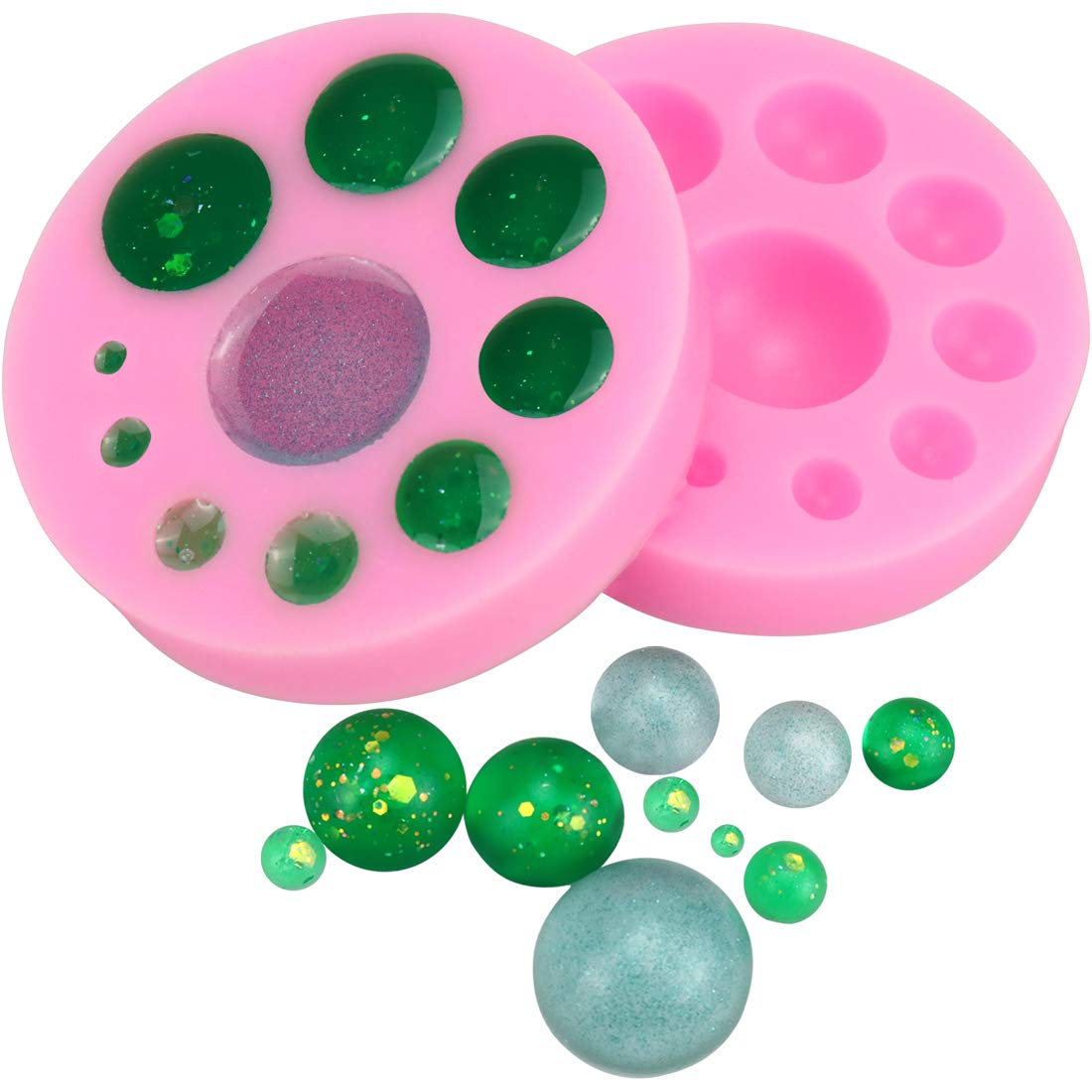 2-Pack Food Grade Silicone Gemstone Molds - Dome Cabochon Molds for Candy, Cake Decorating, Chocolate & Jewelry Making | DIY Polymer Clay, Resin Crafts & Home Baking Accessories