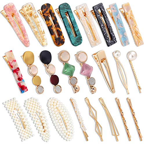 24 Pcs Barrettes & Hair Clips Set for Women - Pearl Acrylic Resin Hair Pins, Fashion Hair Accessories for Women & Girls (Set A) - Perfect for Parties, Weddings & Daily Styling