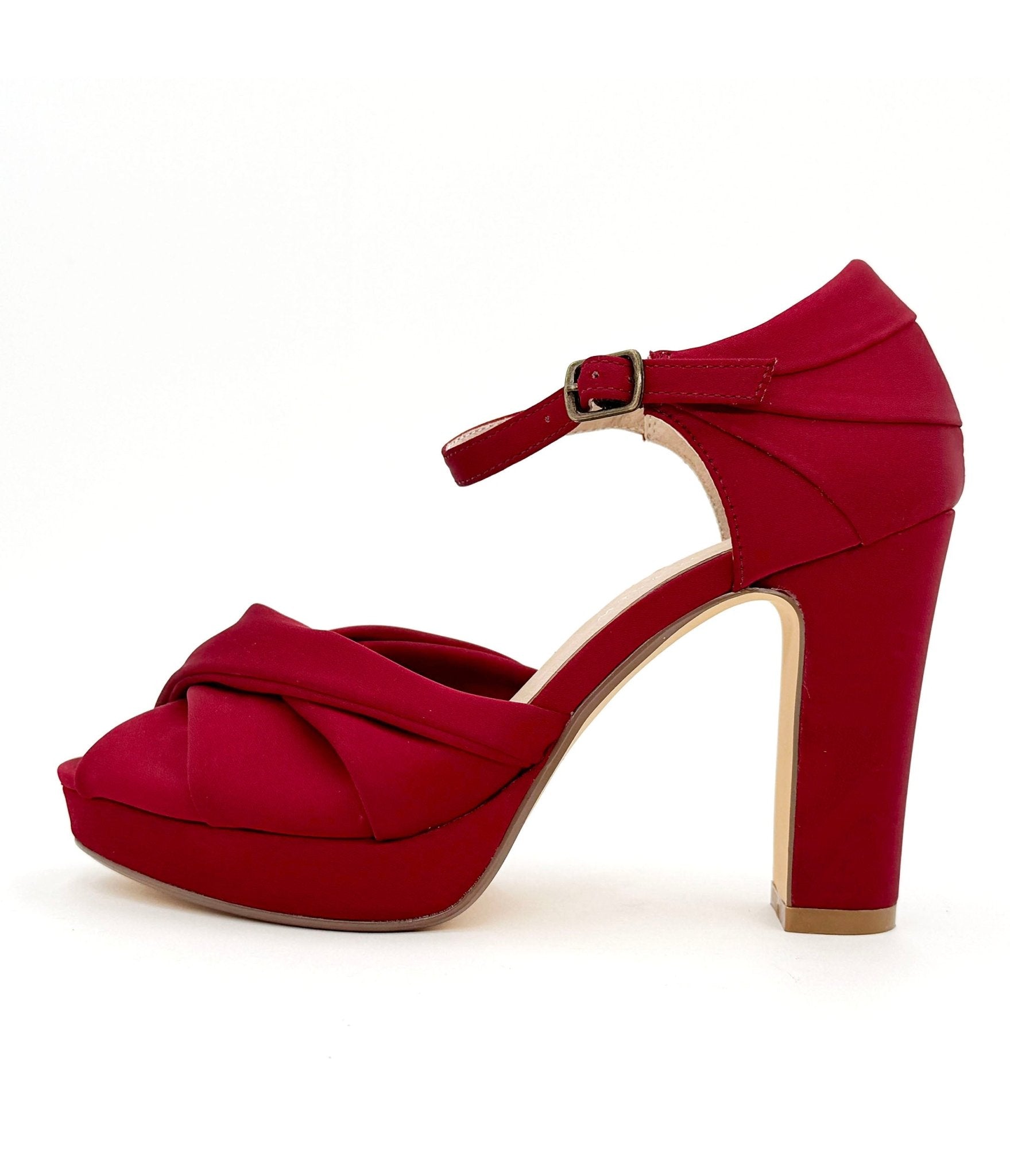 Chelsea Crew Red Satin Gloria Heels - Women's Elegant High Heel Pumps for Parties, Weddings & Special Occasions