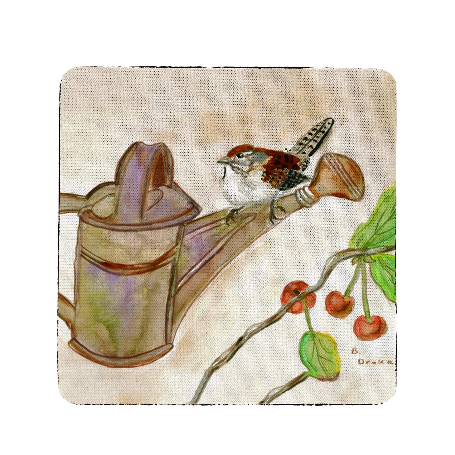 Betsy Drake Carolina Wren Coaster Set of 4 - Absorbent Ceramic Drink Coasters for Coffee, Wine & Beverages - Perfect for Home, Office & Kitchen Decor