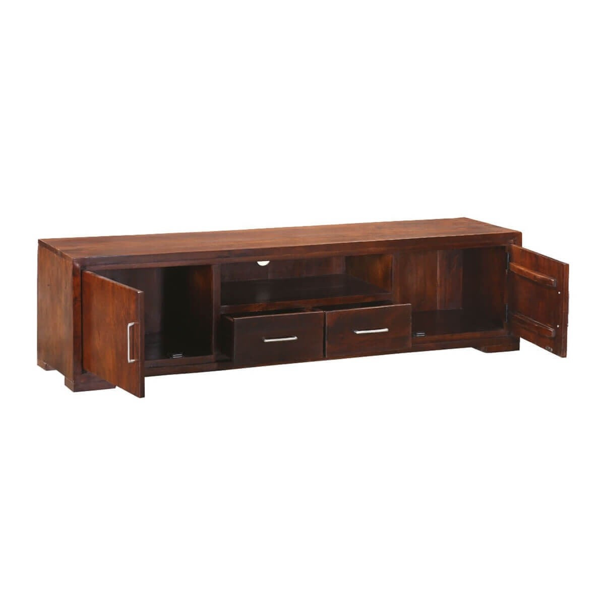 Solid Wood TV Stand with 2 Drawers - Indian Cromer Style Console Cabinet for Living Room, Bedroom & Home Entertainment Storage