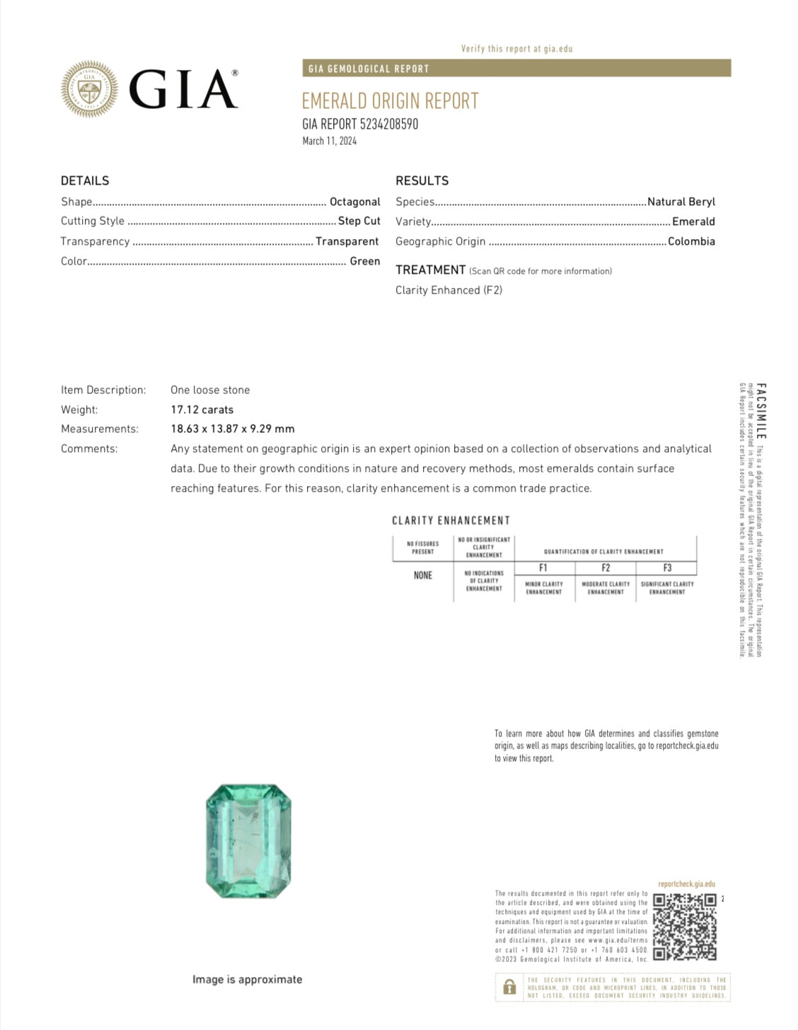 17.12 Carat GIA Certified Natural Colombian Emerald - Loose Gemstone 19x14mm Emerald Cut for Jewelry Making, Engagement Rings & Luxury Gifts