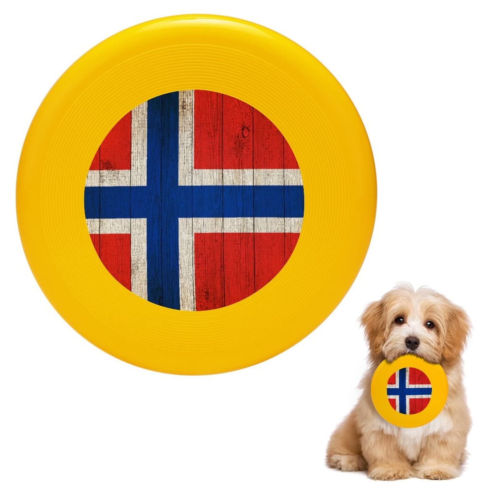 **Vintage Norway Flag Round Dog Flying Disc Toy - Durable Wooden Background for Training, Sports & Outdoor Play - Perfect for Fetch, Agility Exercises & Fun in the Park**