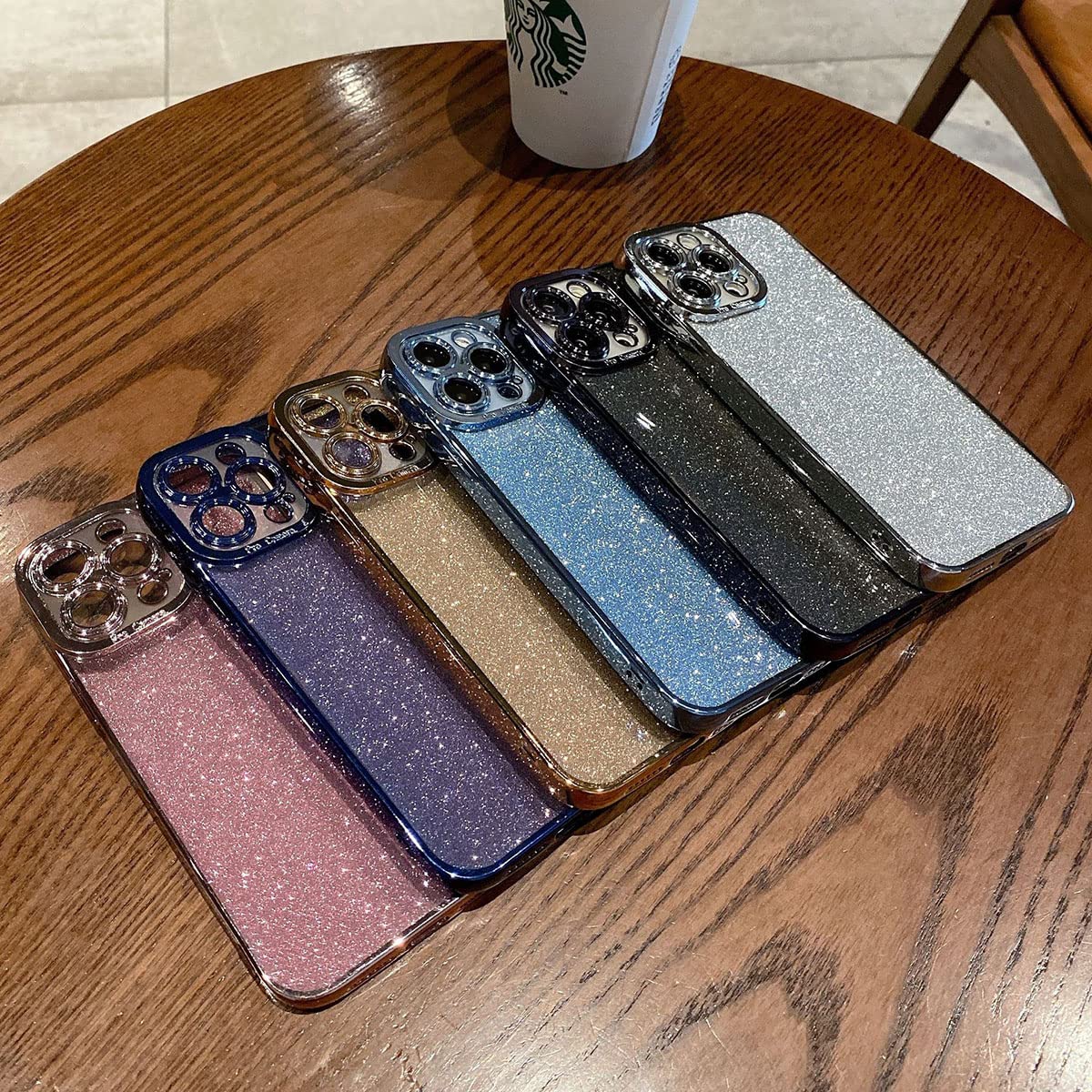 Fycyko Glitter Plating Luxury Clear Case for iPhone 11 - Soft TPU Shockproof Cover with Camera Protection (Black, 6.1