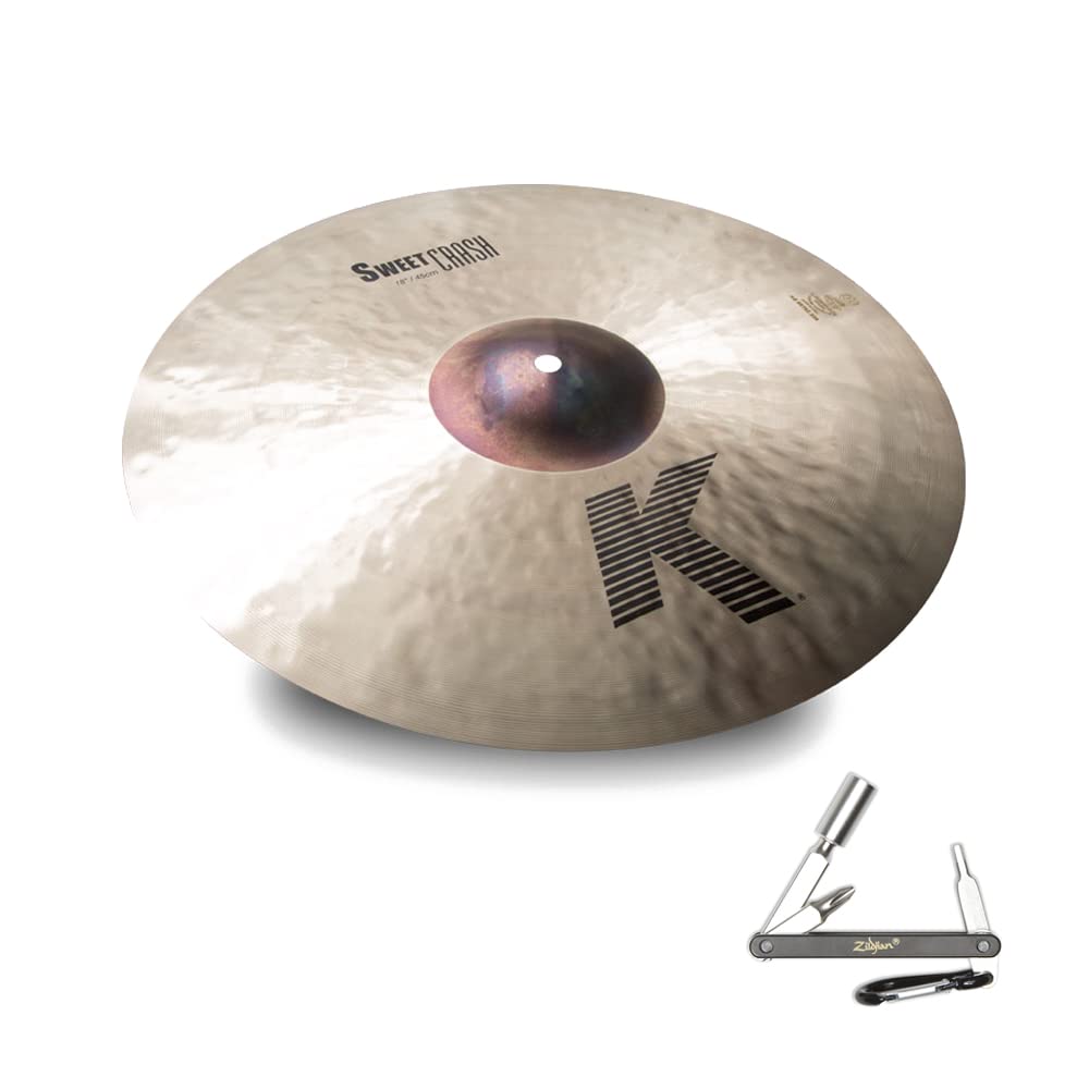 Zildjian K0704 18-Inch K Dark/Mid Sound Sweet Crash Cymbal - Traditional Finish With ZKEY - Perfect for Jazz, Rock & Studio Recording
