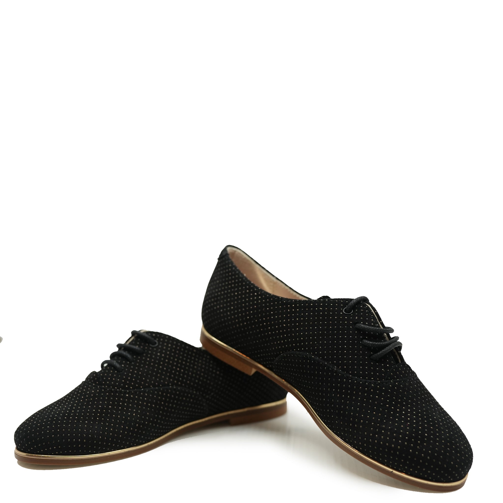 Beberlis Black and Gold Dotted Derby Shoes for Men - Classic Formal & Business Oxfords - Perfect for Weddings, Office & Special Occasions