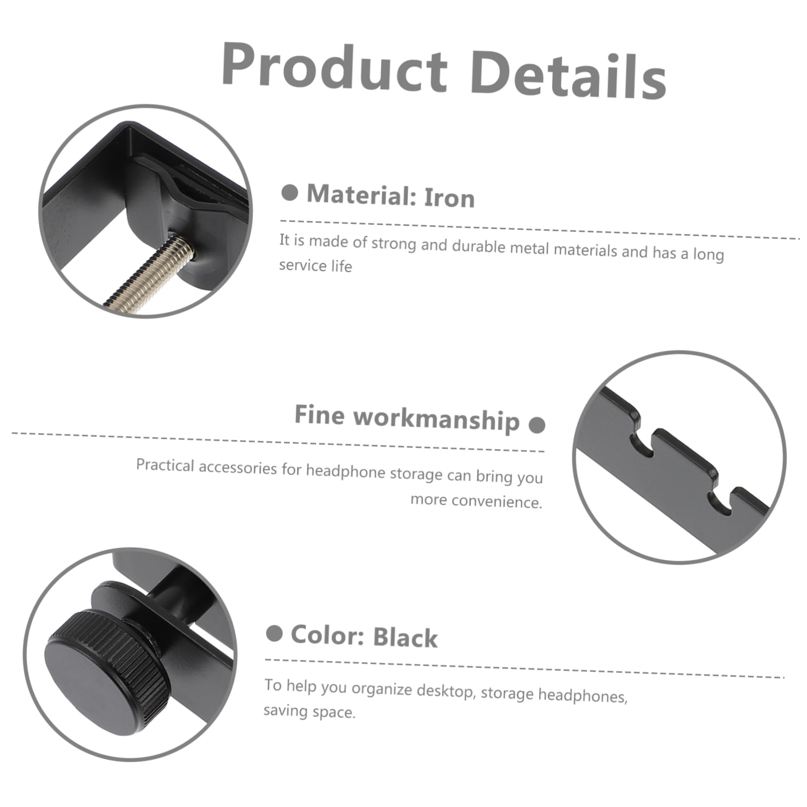 Garneck 2-Pack Metal Headphone Stand Holder - Adjustable Headphone Hook & Hanger for Desk, Computer, Gaming Setup - Perfect for Office, Home, or Studio Organization