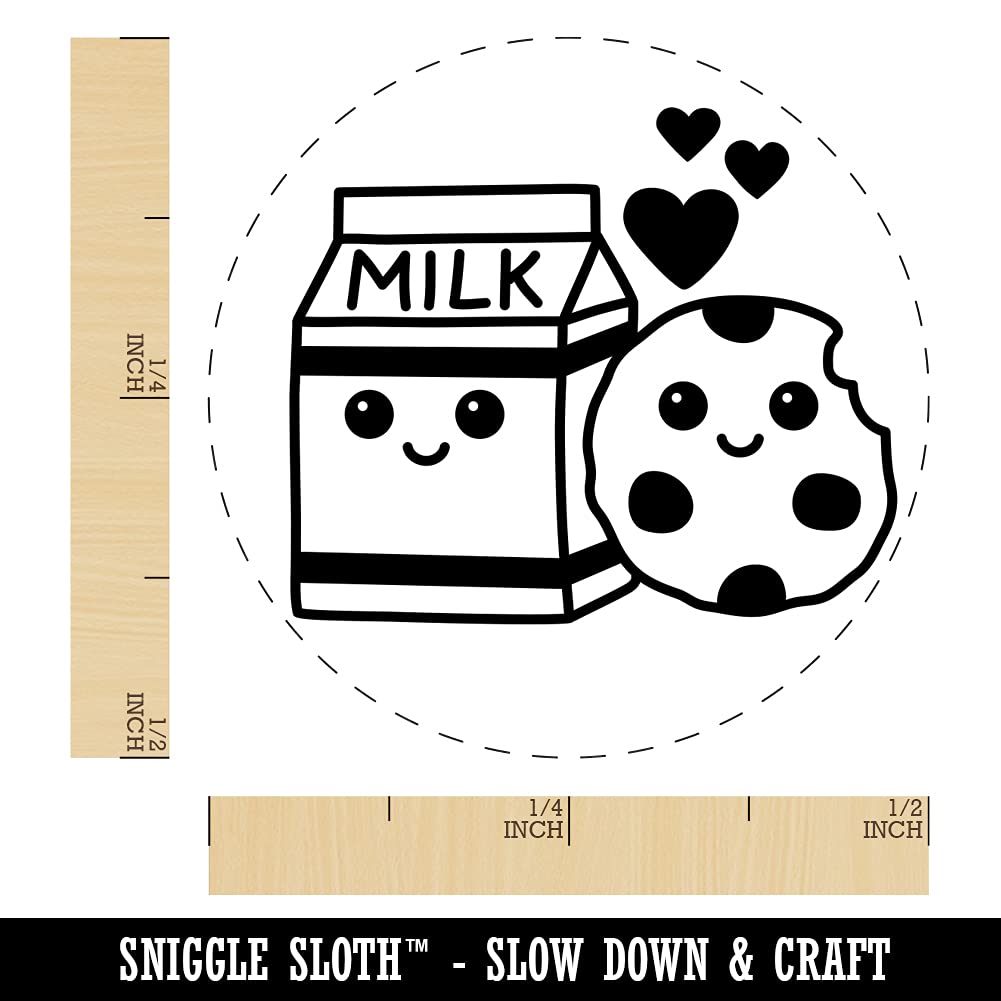 Best Friends Love Self-Inking Rubber Stamp - Cute Milk & Cookies Design - 1/2 Inch Mini Stamp with Pink Ink for Crafting, Planners, Journals & DIY Projects - Perfect for Scrapbooking, Card Making & Gift Wrapping