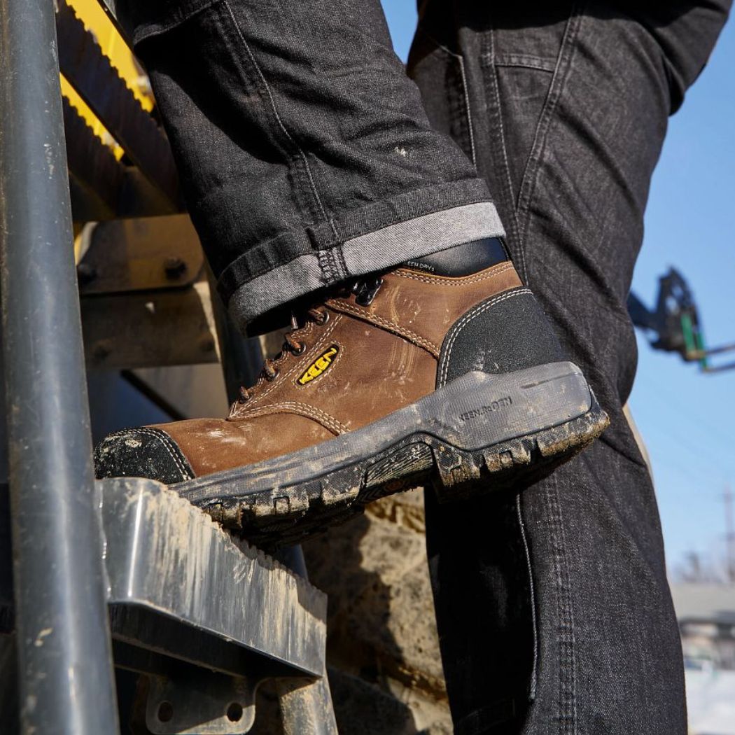 **Keen Evanston Men's Size 6 Waterproof Composite Toe Work Boots - Brown (1029855) | Durable & Comfortable for Construction, Hiking & Outdoor Work**