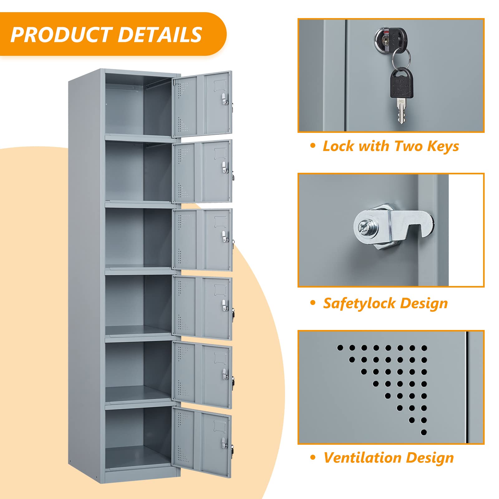 STANI Heavy Duty Metal Locker with Lock - Secure Storage Cabinet for Home, Gym, School & Office - Employee Lockers, Steel Storage Locker for Clothes, Shoes & Equipment (Ideal for Locker Rooms & Shared Spaces)