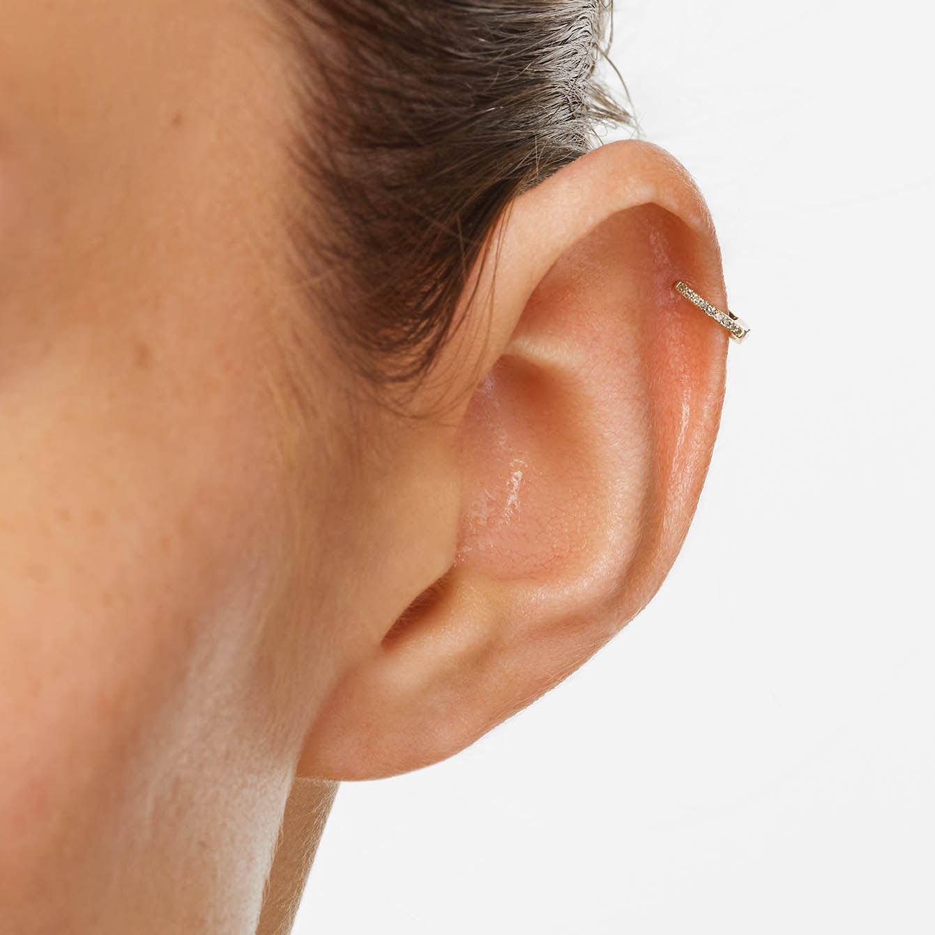 10k Gold Fine Diamond Helix Huggie Single Earring - Elegant Cartilage Hoop for Women, Perfect for Everyday Wear & Special Occasions