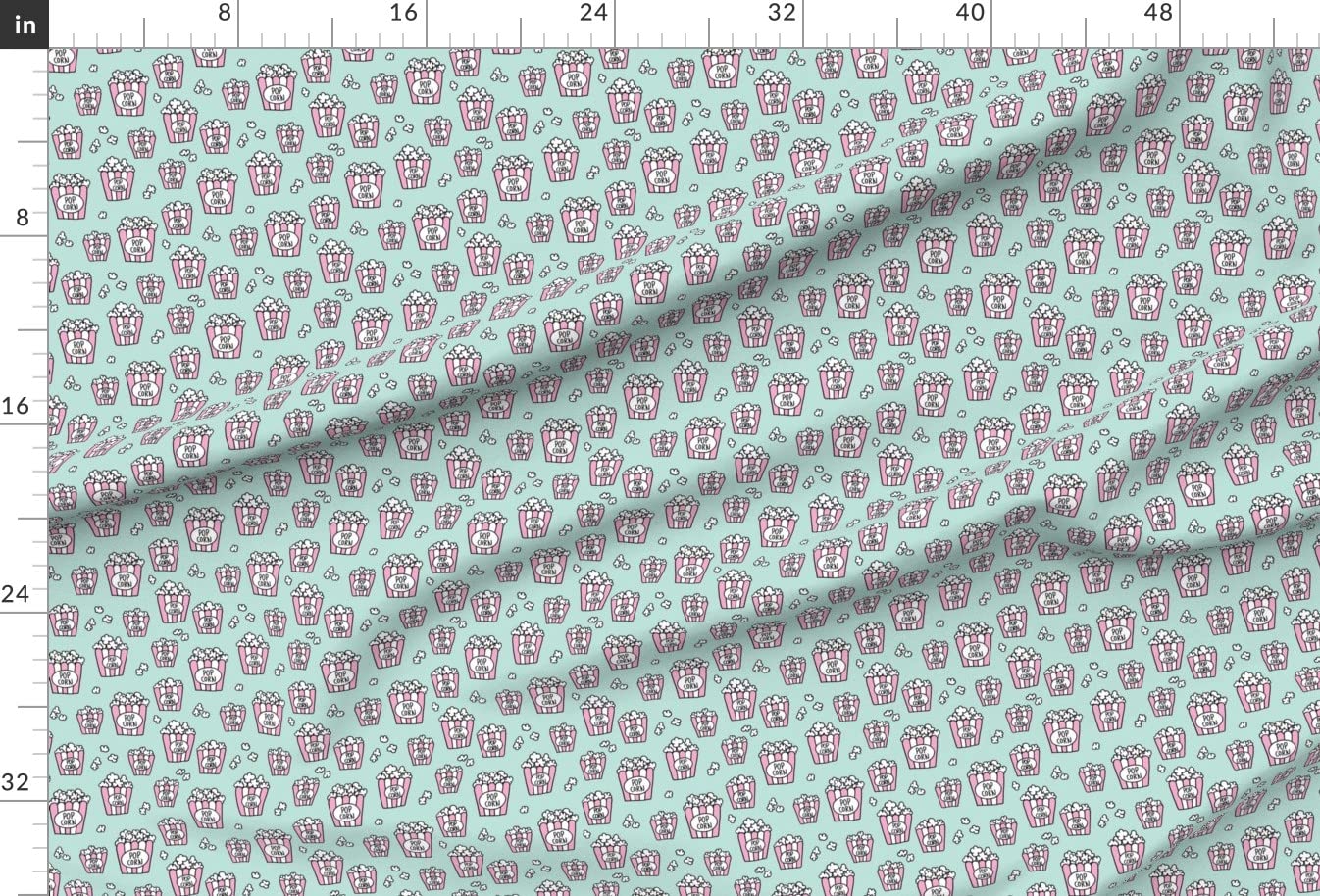 Pastel Popcorn Time Pop Art Illustration Printed Minky Fabric by The Yard - Soft Mint Pink Fun Style for Baby Blankets, Quilt Backing & Plush Toys - Perfect for DIY Sewing Projects & Nursery Decor