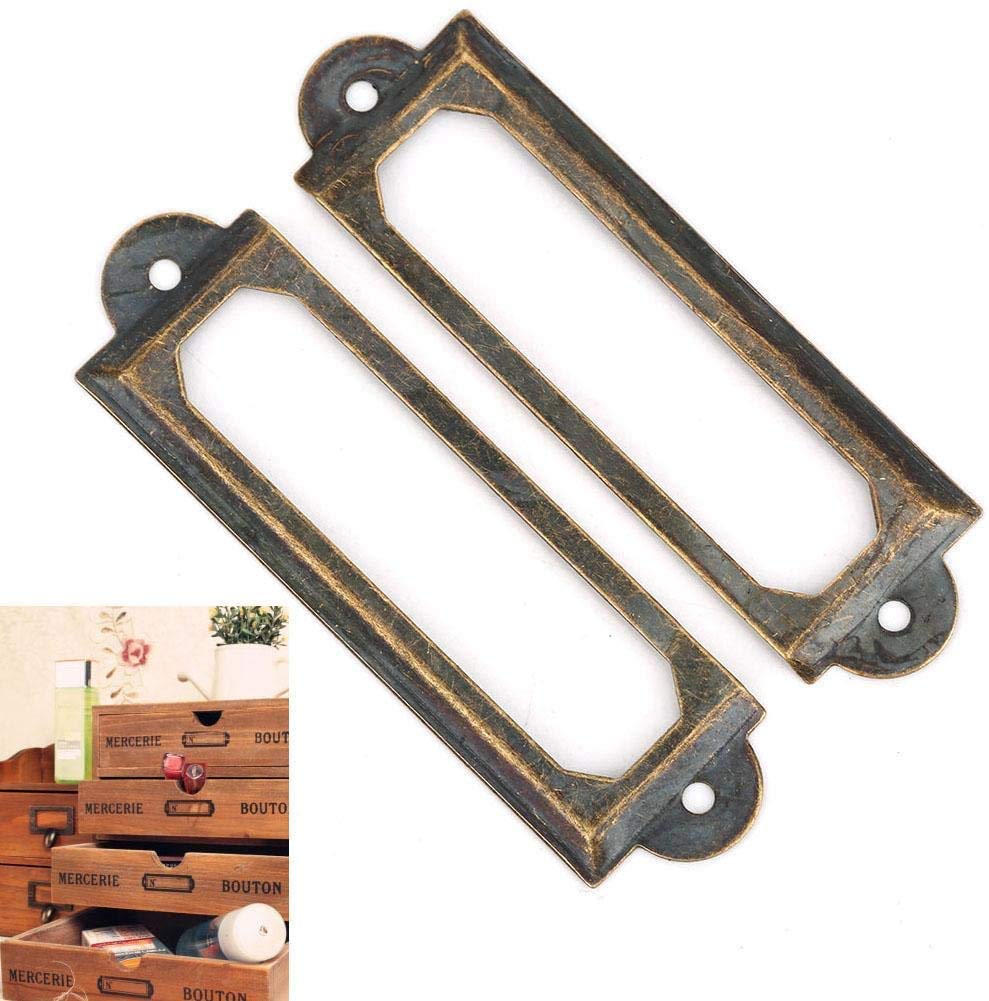 20 Pcs Metal Label Holders for Office, Library, File Drawer & Cabinet - Red Bronze Card Tag Label Frames (Perfect for Organizing Documents, Books & Storage)