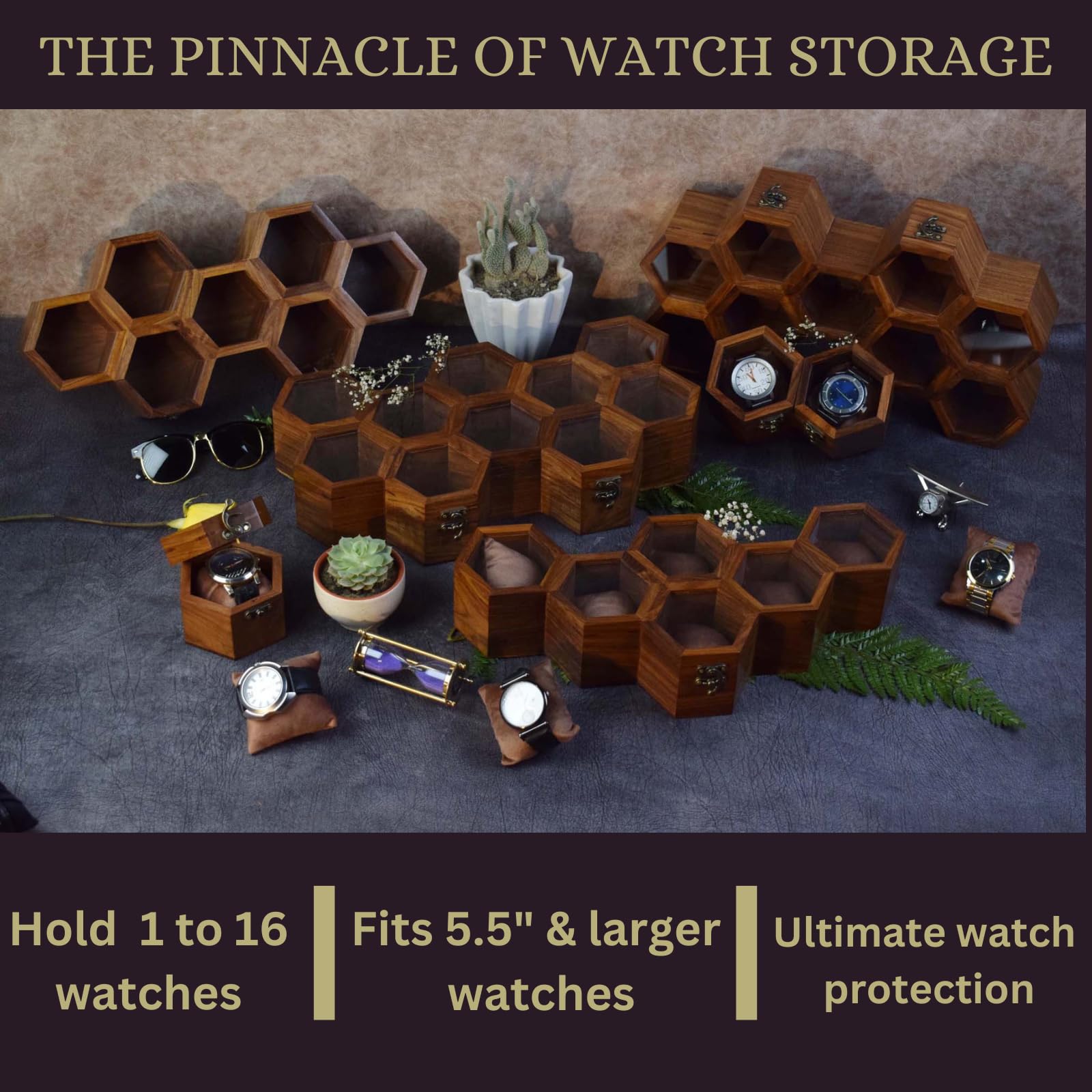Premium Single Slot Watch Box for Men - Dark Rosewood Watch Display Case with Glass Lid | Luxury Watch Organizer & Travel Storage | Valentine's Gift for Him, Business & Home Decor Use