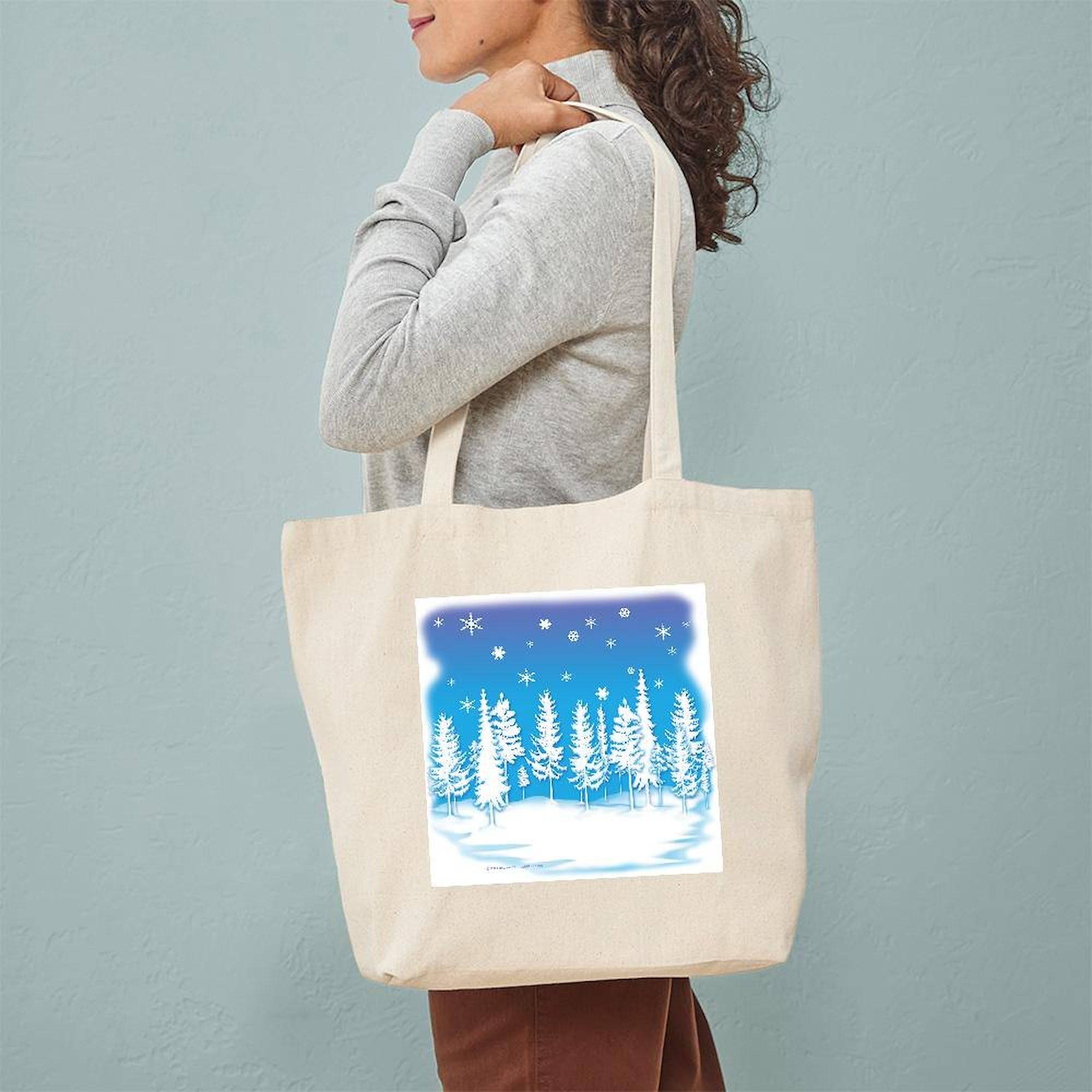 Eco-Friendly Winter Forest Canvas Tote Bag - Natural Reusable Shopping Bag for Groceries, Beach & Daily Use | Durable & Stylish Carryall