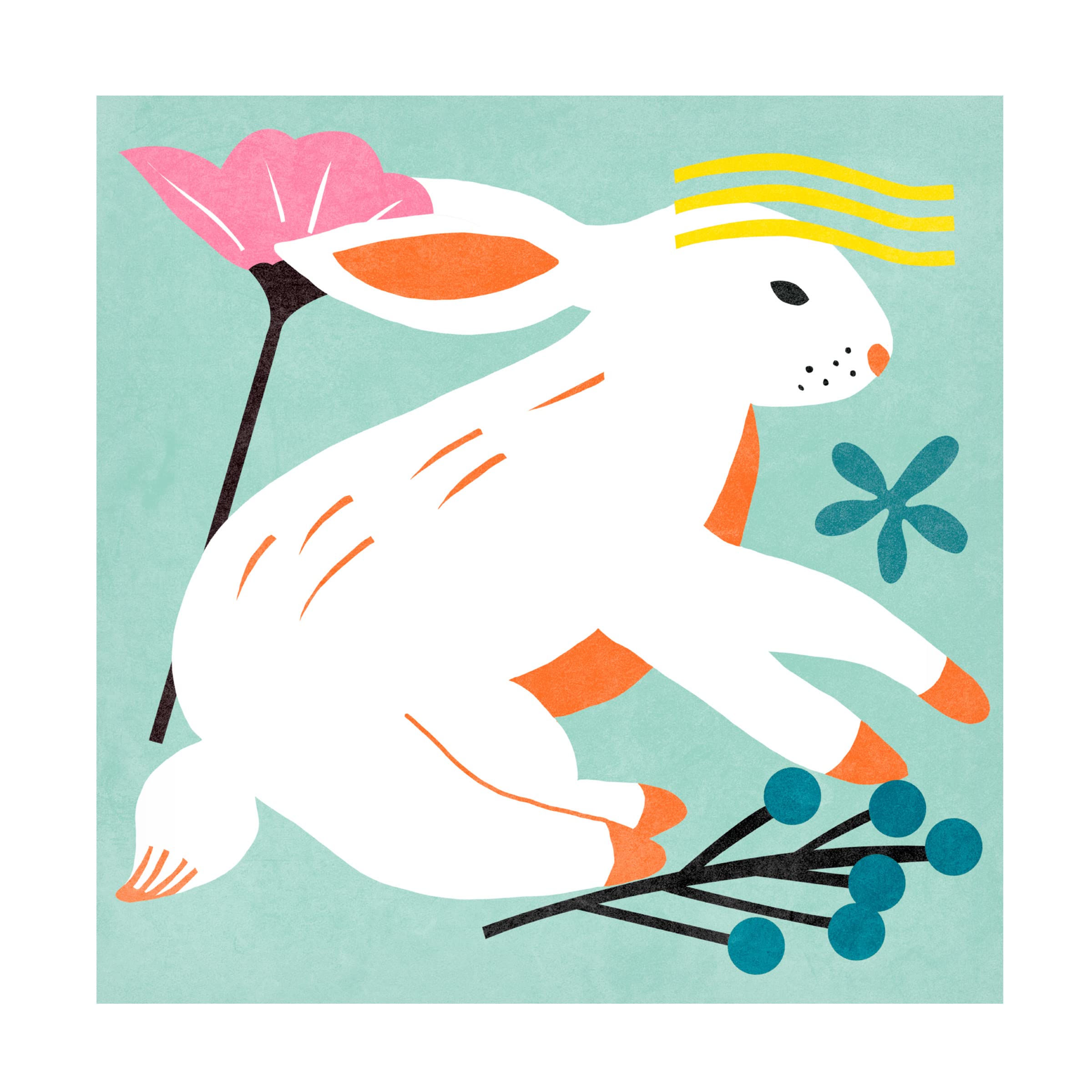 Trademark Fine Art 'Easter Bunnies III' Canvas Wall Art by Melissa Wang - 35x35 Inches - Colorful Spring Home Decor for Living Room, Nursery & Easter Gift