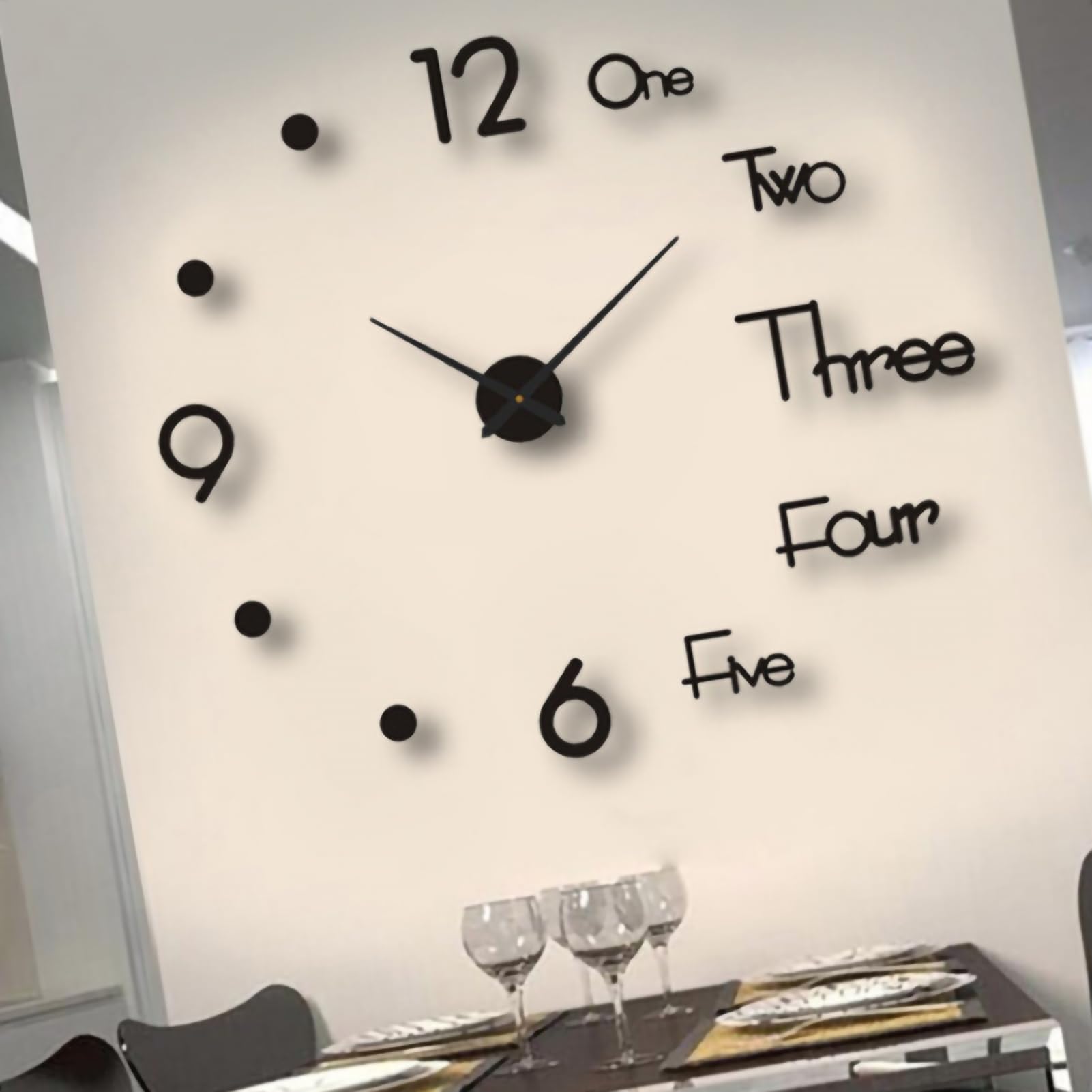 PerGar Frameless Luminous Wall Clock - Modern Silent Battery Operated Night Light Clock for Living Room, Bedroom & Office Decor (Black, 90cm) - Perfect for Nighttime Visibility & Stylish Home Décor