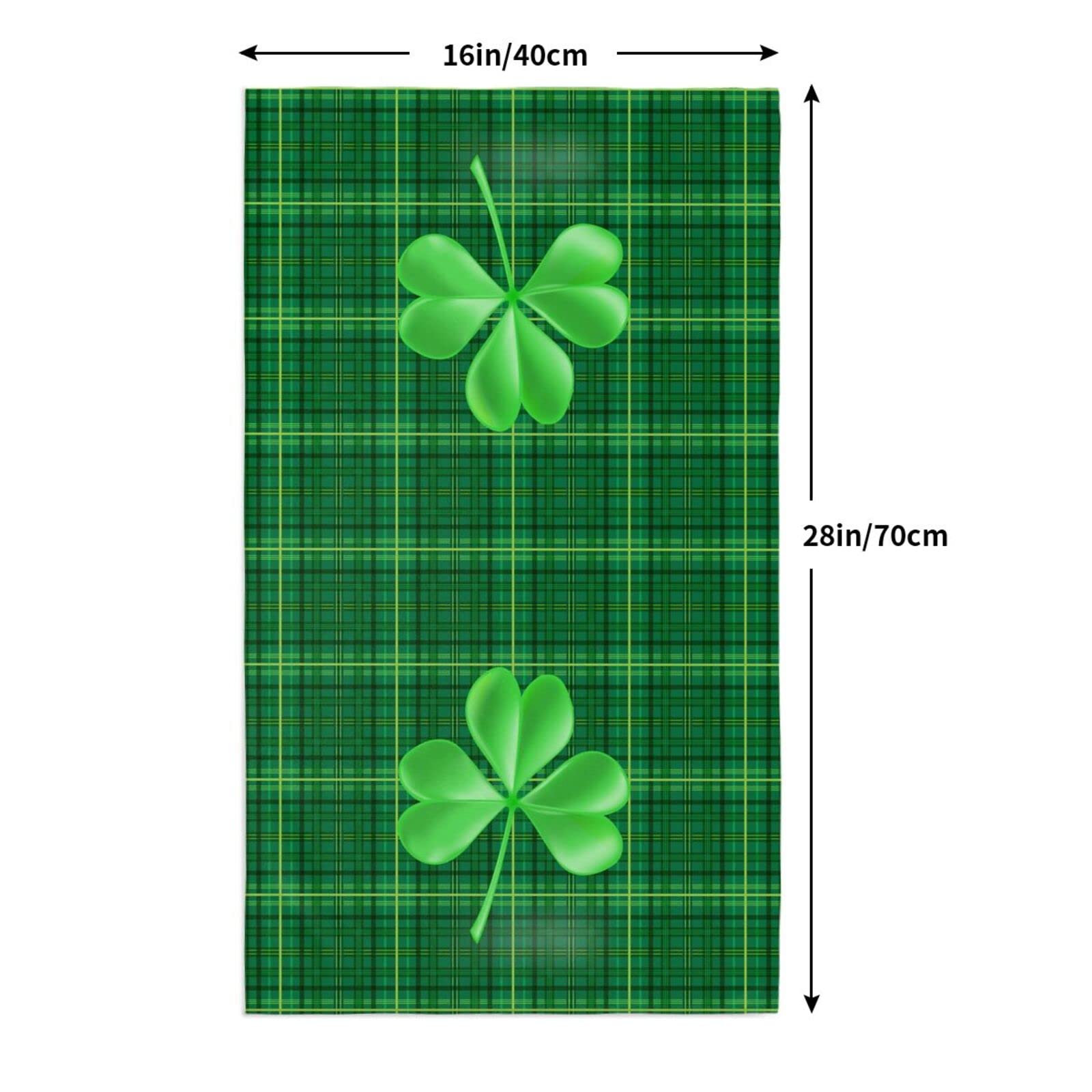 Premium Green Shamrock Plaid Dish Towels - Super Soft & Highly Absorbent Kitchen Hand Towels for St. Patrick's Day Decor - 15.7x27.5 Inch Multipurpose Towels for Home, Bathroom, Hotel, Gym & Spa - Perfect for Irish-Themed Parties, Holiday Gifts & Cozy Farmhouse Kitchens