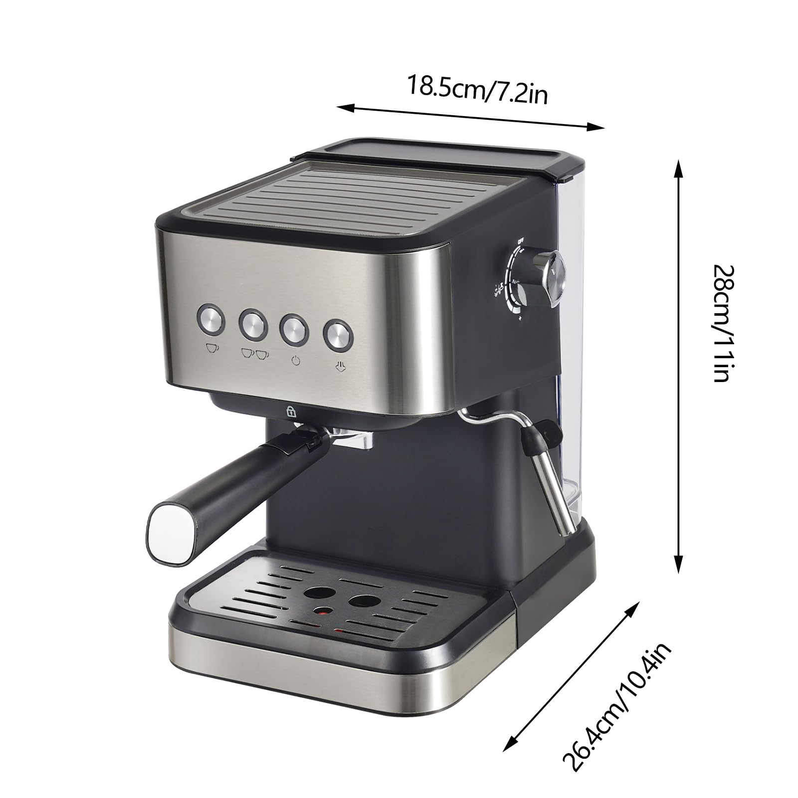 1.5L/50.73oz Semi-Automatic Drip Coffee Maker with Adjustable Steam Nozzle - 1050W 110V for Home, Office, Cafe & Hotel Use | Perfect for Morning Brews, Office Coffee Breaks & Hospitality Services