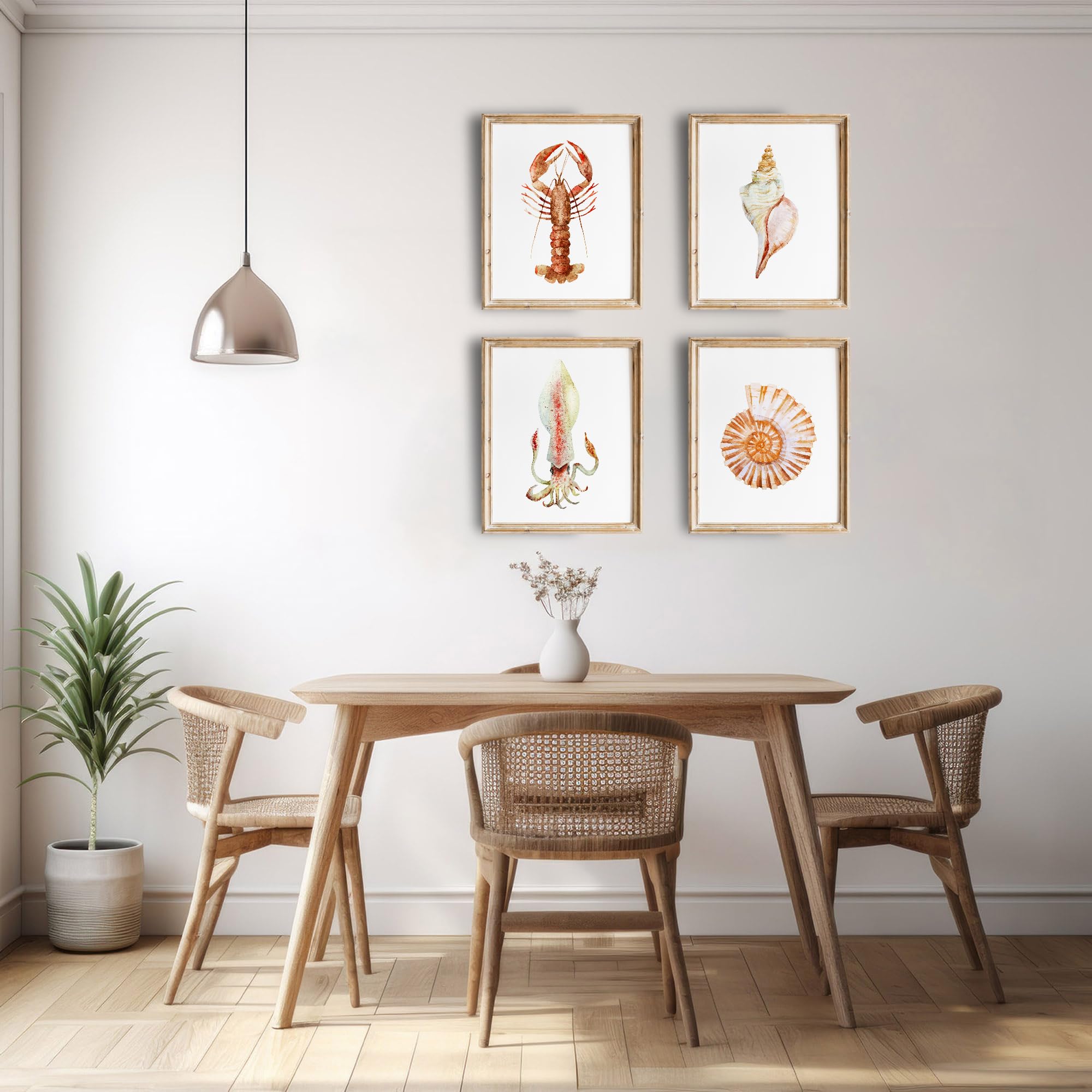 Coastal Crab Wall Art Prints - Set of 4 Unframed 8x10 Beach Decor | Nautical Themed Home Decor for Living Room, Bathroom & Bedroom | Perfect for Beach House, Vacation Rental or Seaside Theme Decor